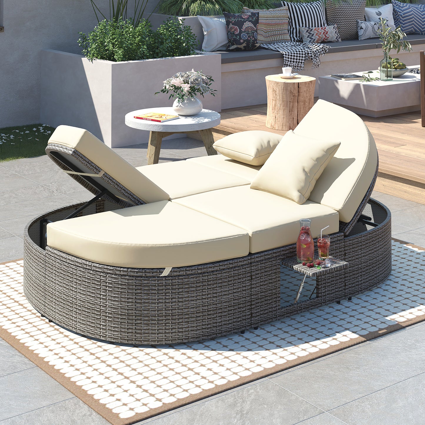 Centerville Modern Chaise Rattan Sun Daybed