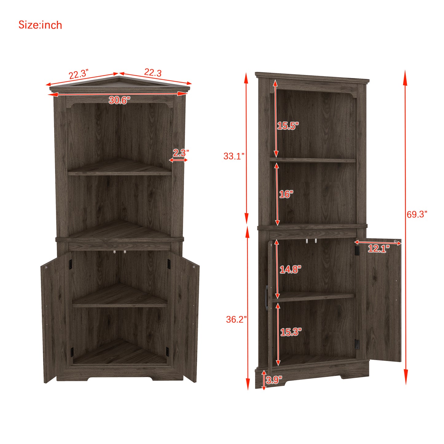 Warmsprings Craftsman Dark Walnut Corner Cabinet