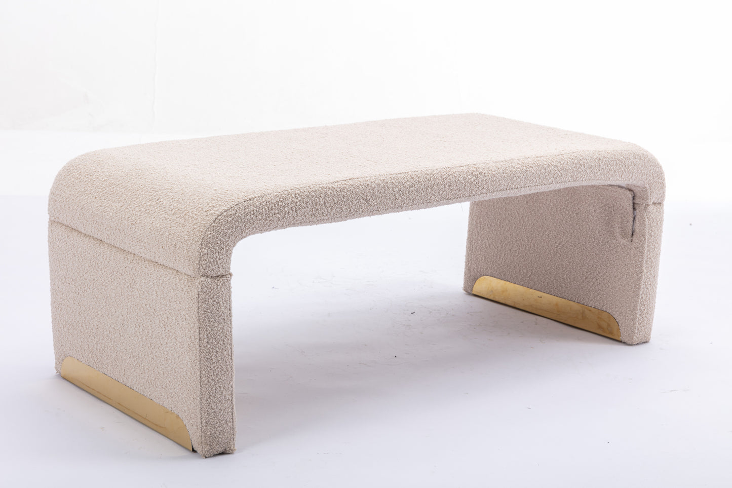 Warmsprings Mid-Century Boucle Fabric Ottoman Bench