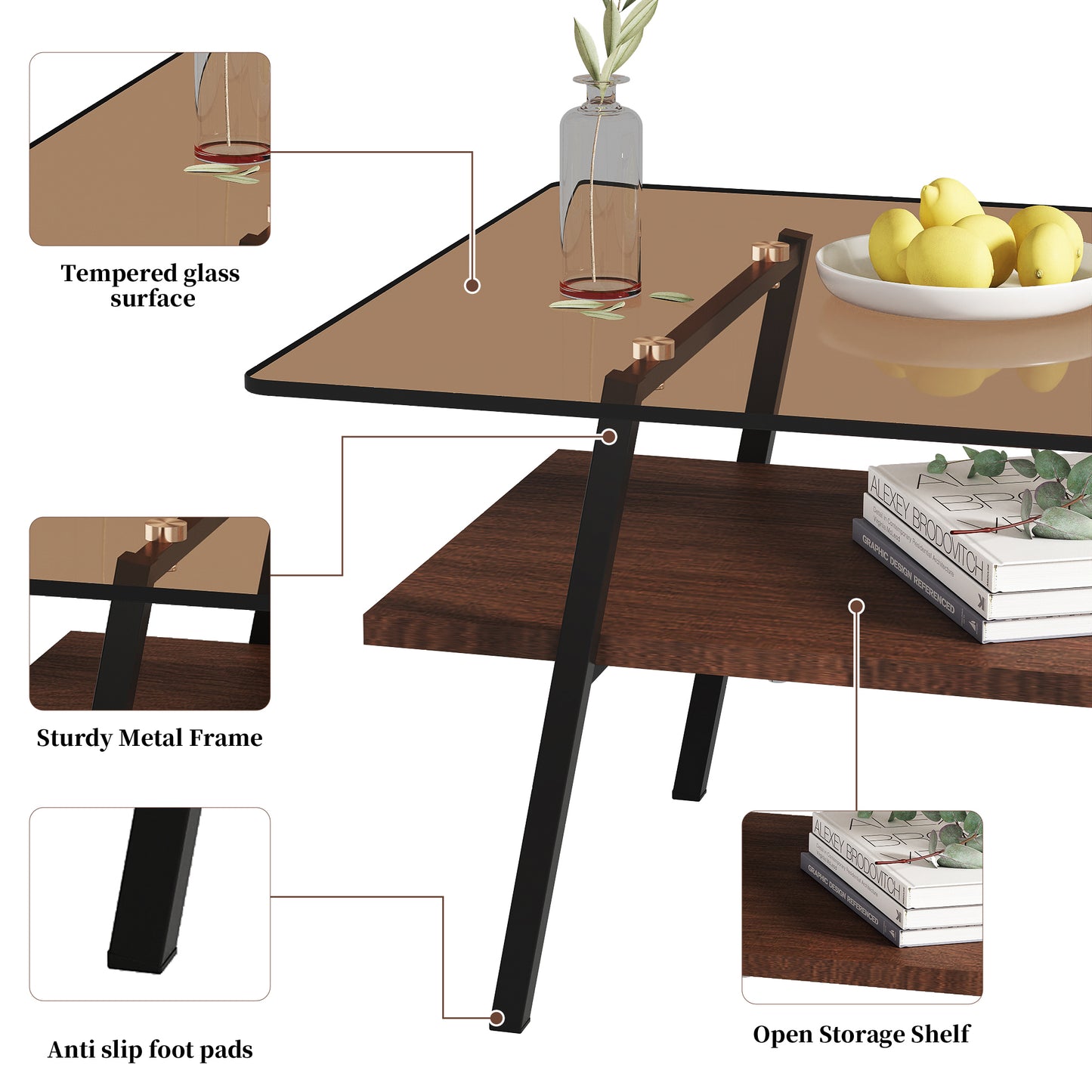 Calista Modern Metro Glass Coffee Table