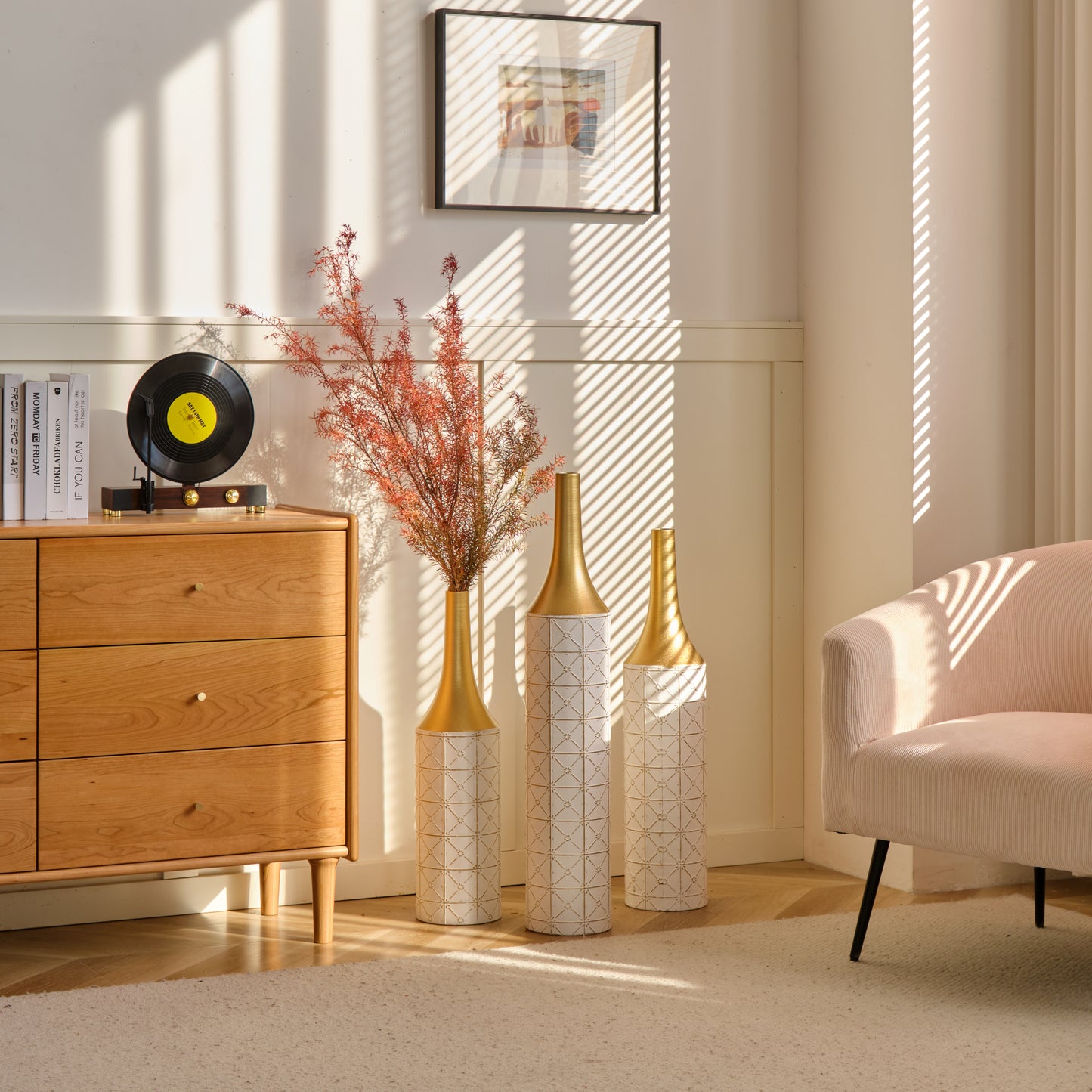Irvington Modern Floor Metal Vases Set