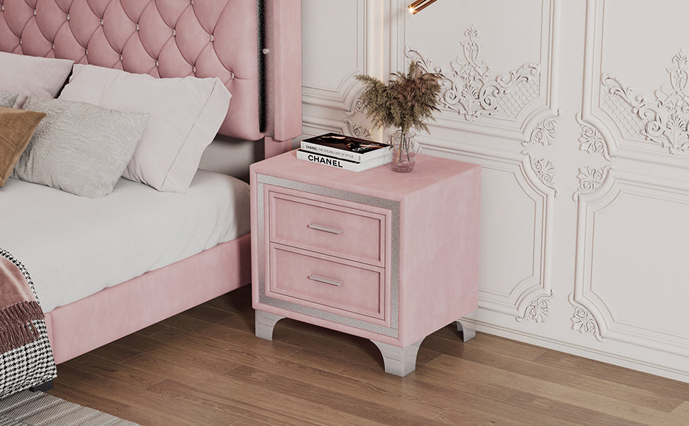 Sonoma Contemporary Velvet Bedside Table