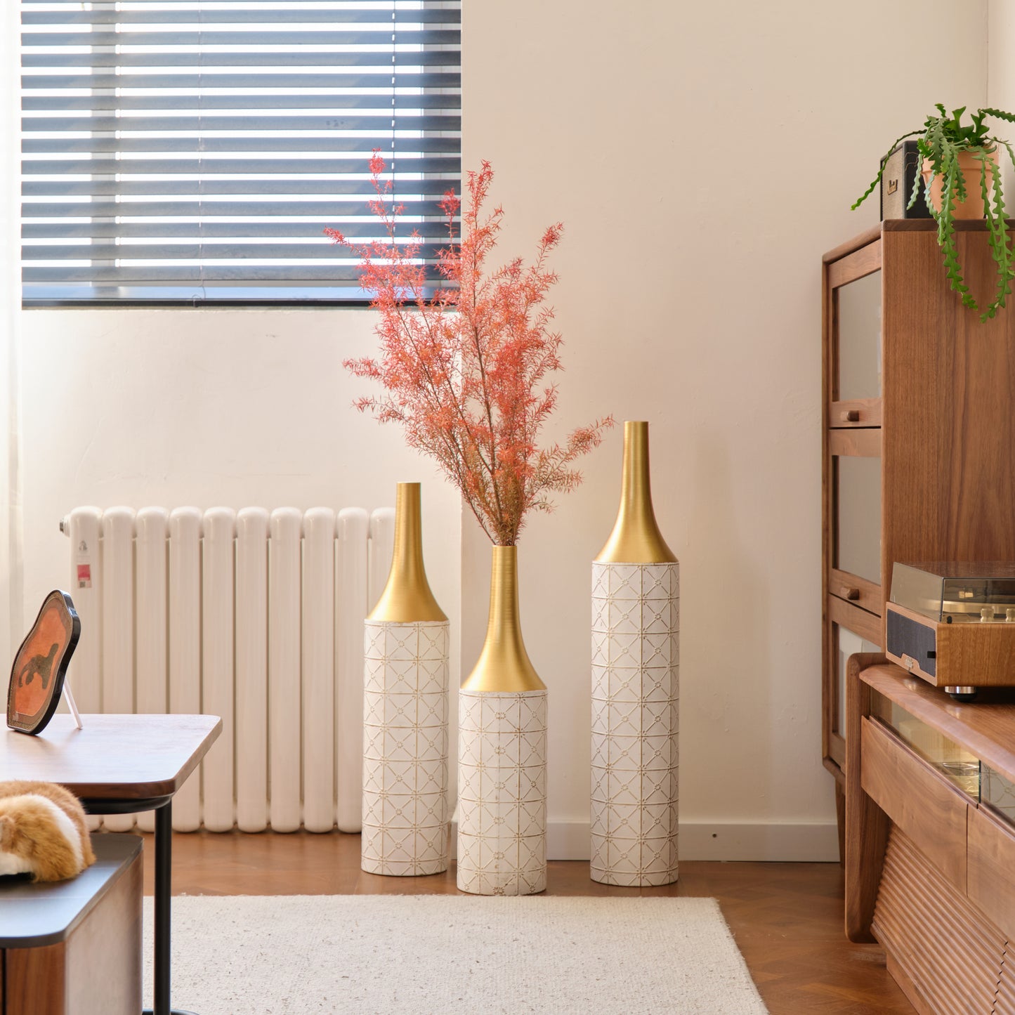Irvington Modern Floor Metal Vases Set