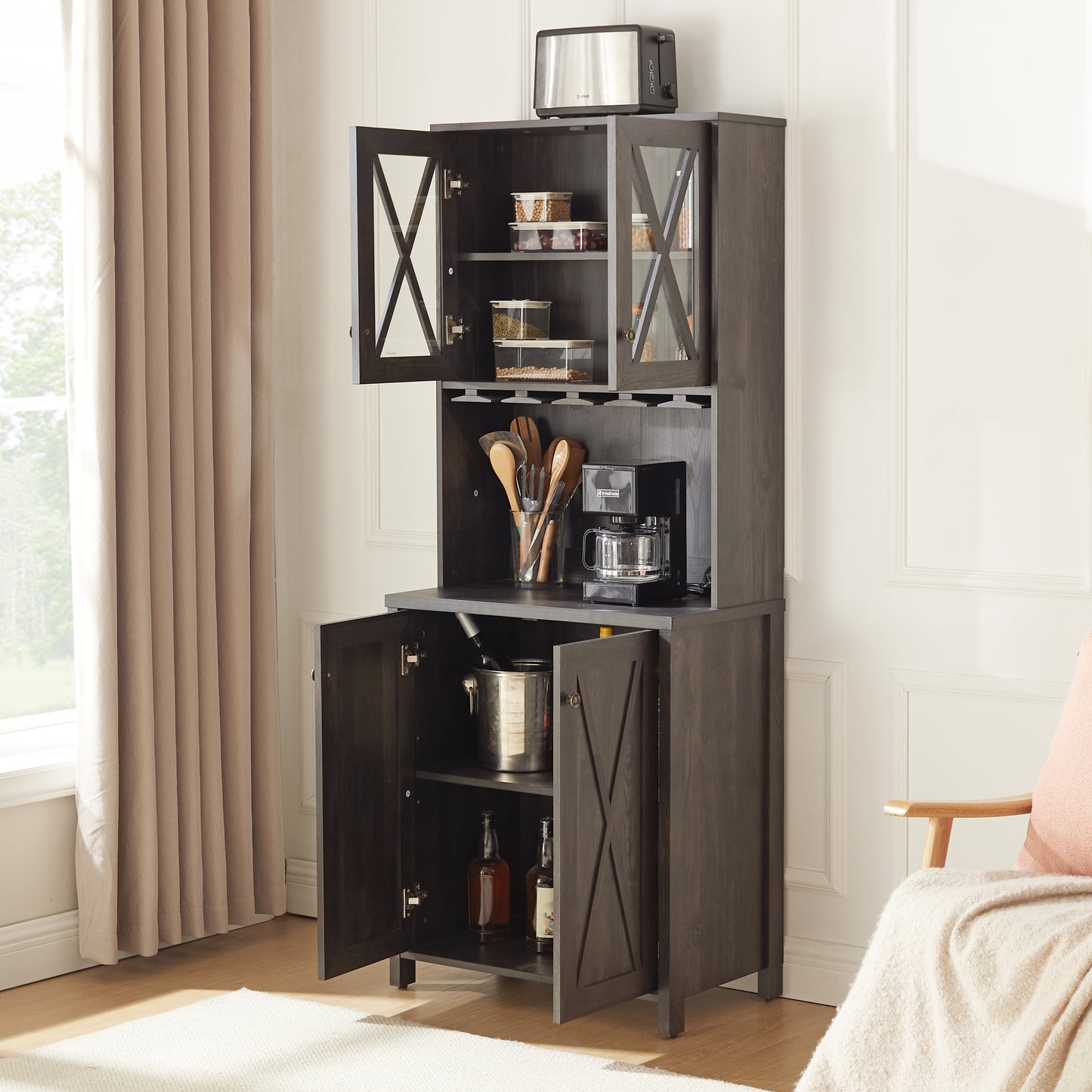 Somerset Craftsman Charcoal Bar Cabinet