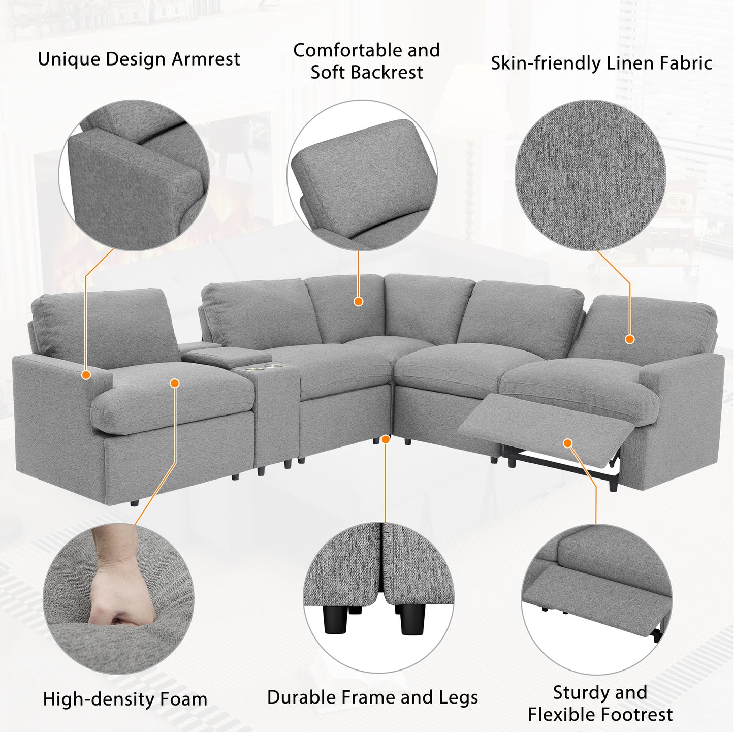 Marcel Contemporary Velvet Recliner Sectional