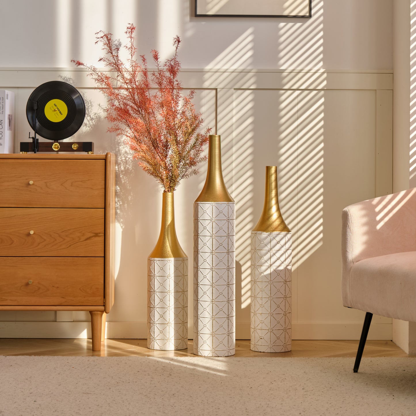 Irvington Modern Floor Metal Vases Set