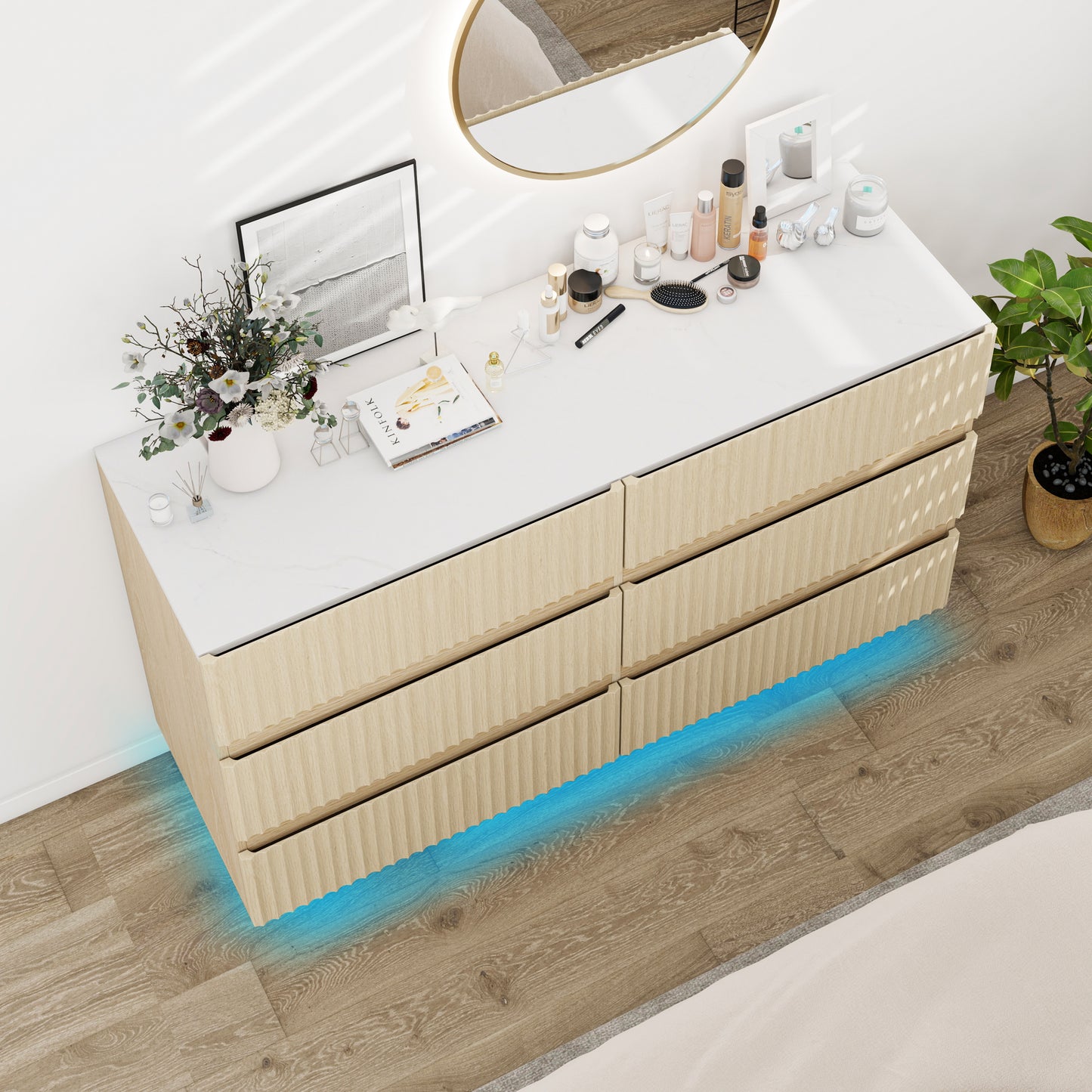 Eda Modern Velvet Chest of Drawers