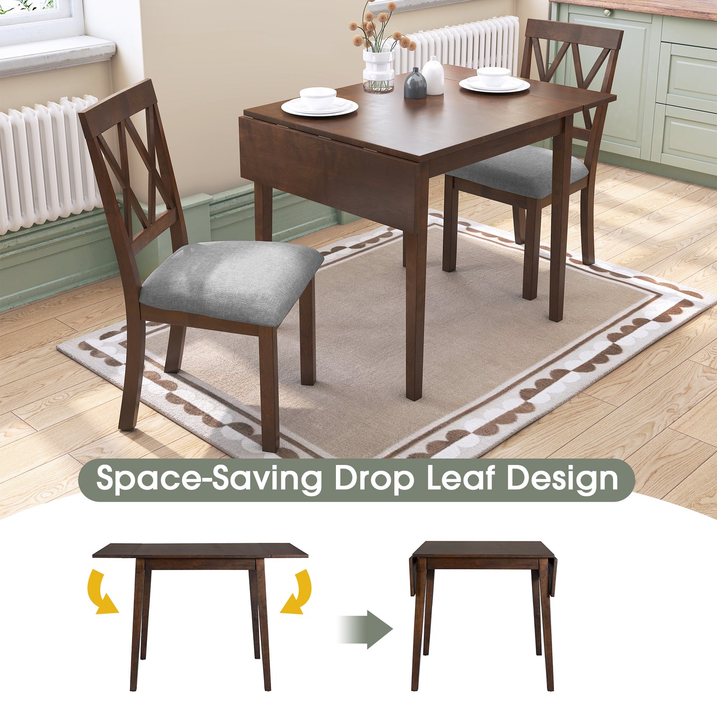 Ghivi Modern Drop Leaf Dining Set