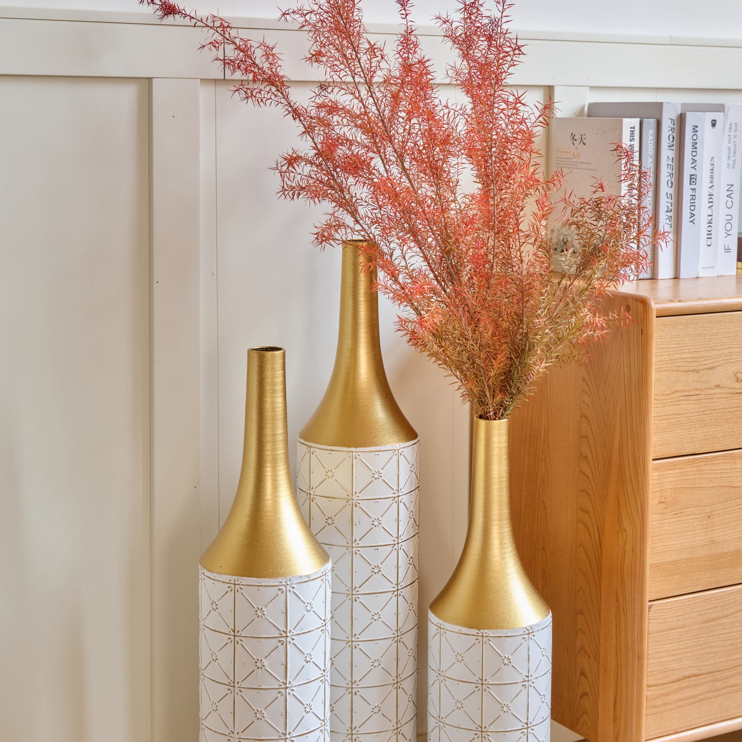 Irvington Modern Floor Metal Vases Set