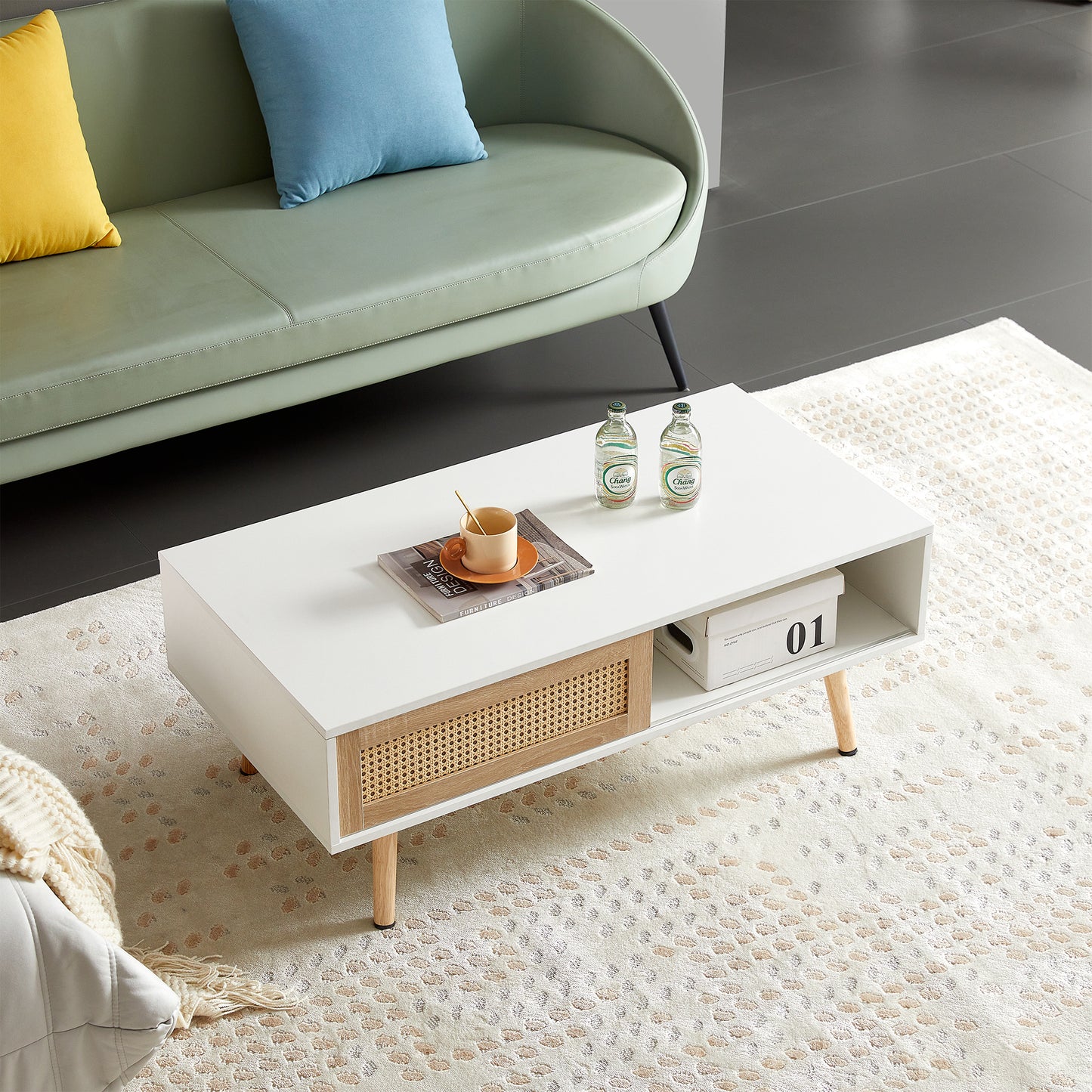 Oakridge Mid-Century Rattan Sliding Coffee Table