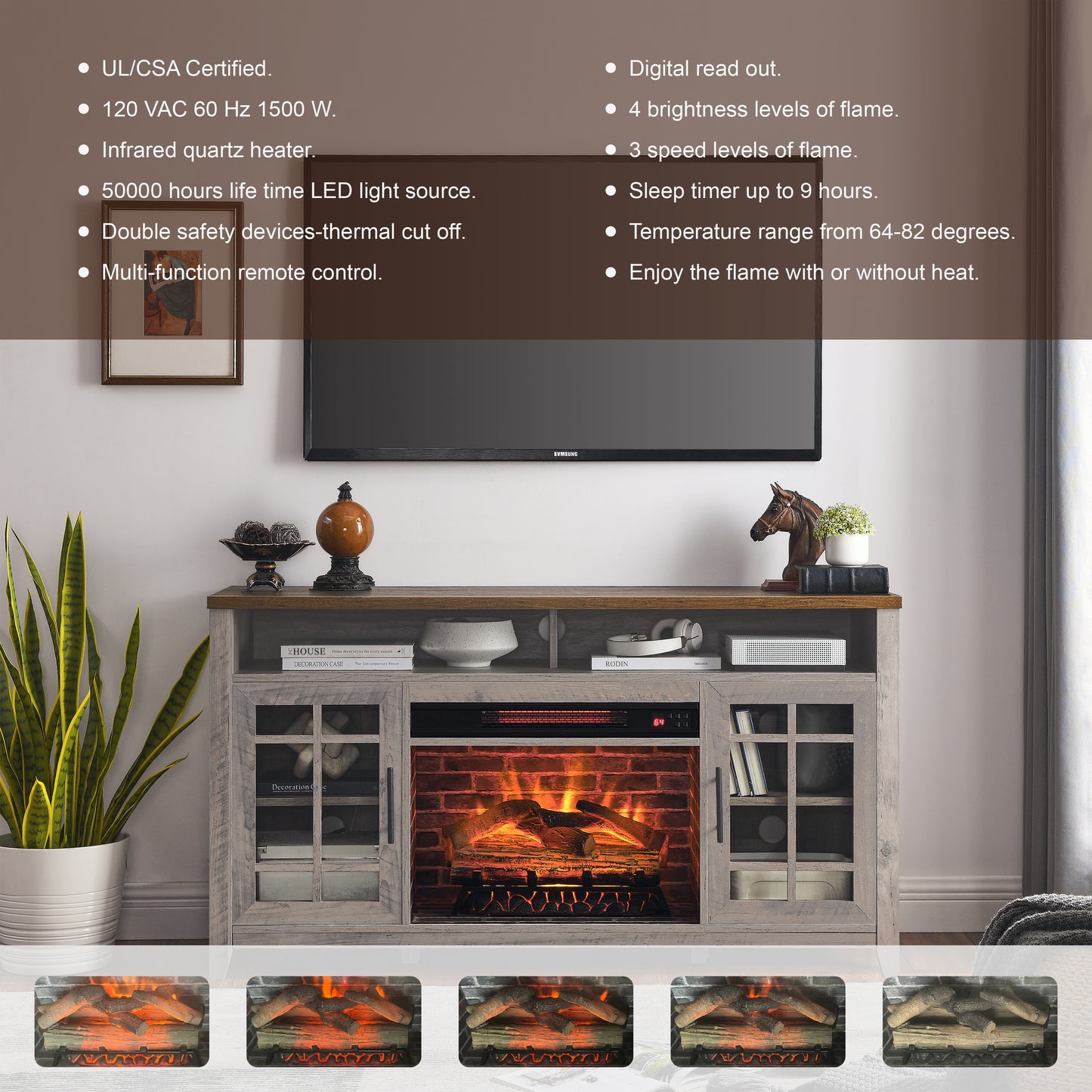 Elmcrest Modern Wash Fireplace Stand