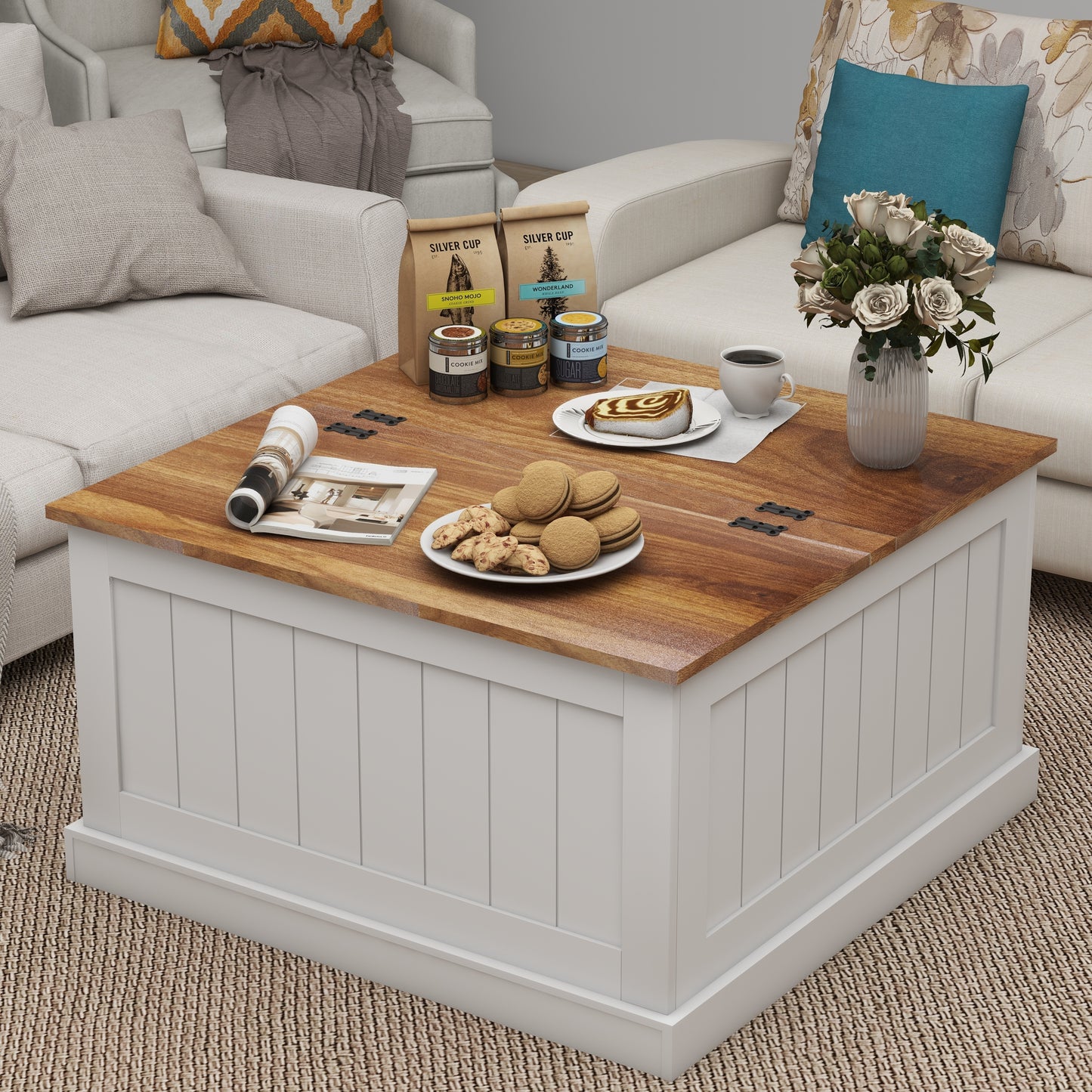 Mission Craftsman Farmhouse Lift-Top Table