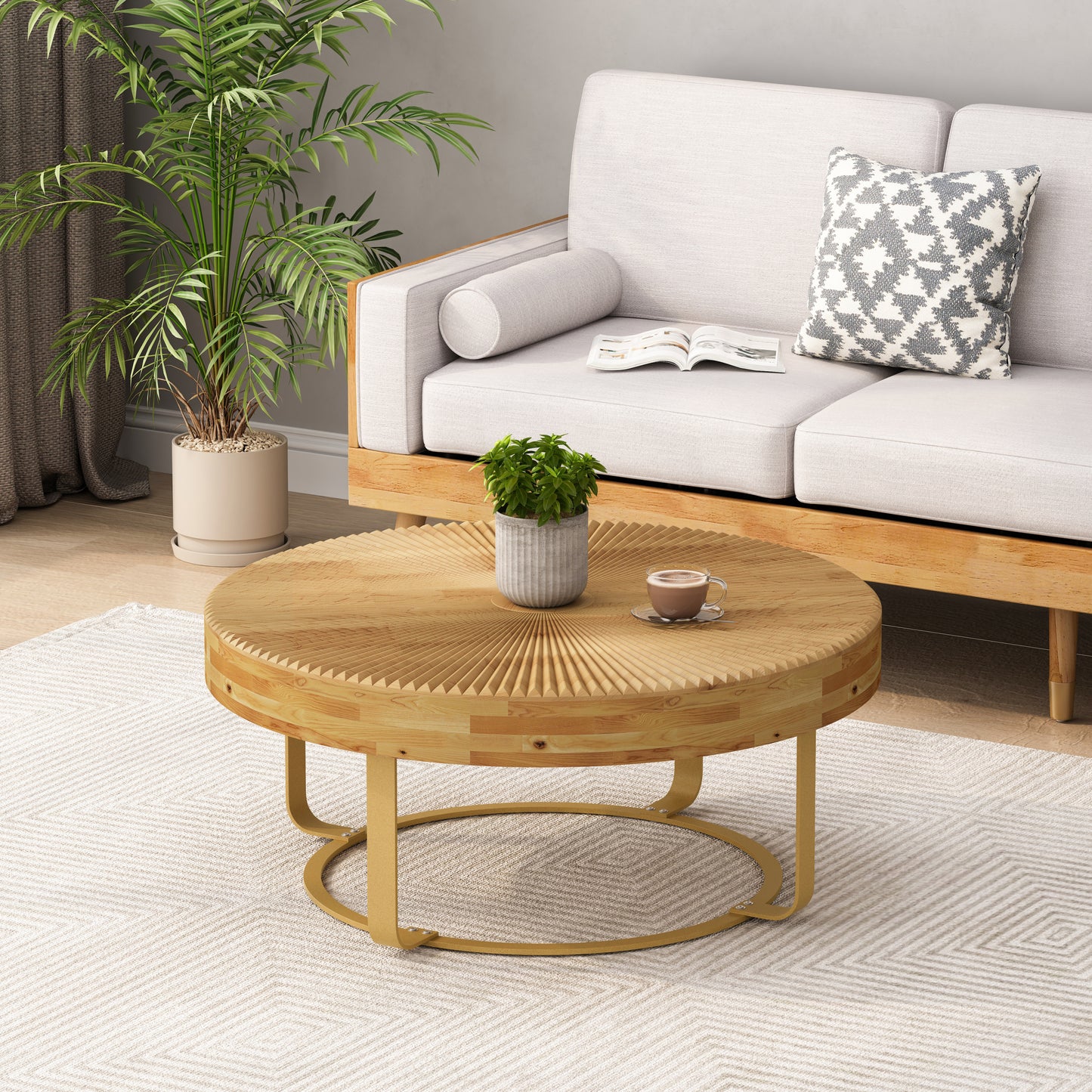 Irvington Mid-Century Aurora Gold Carved Table