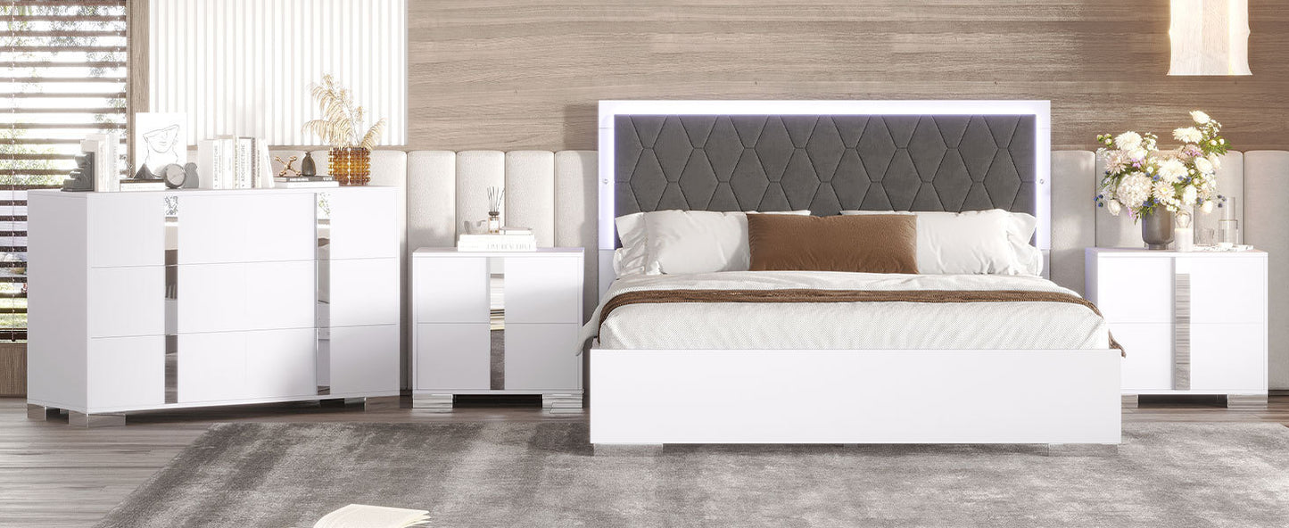 Sonoma Contemporary LED Upholstered Bedroom Set
