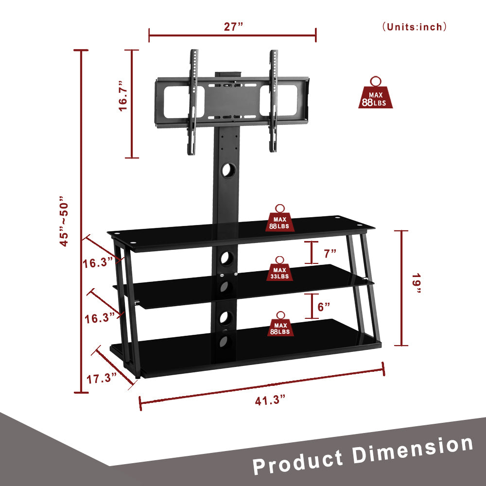 Oakridge Modern Multi-Function Adjustable Glass TV Stand