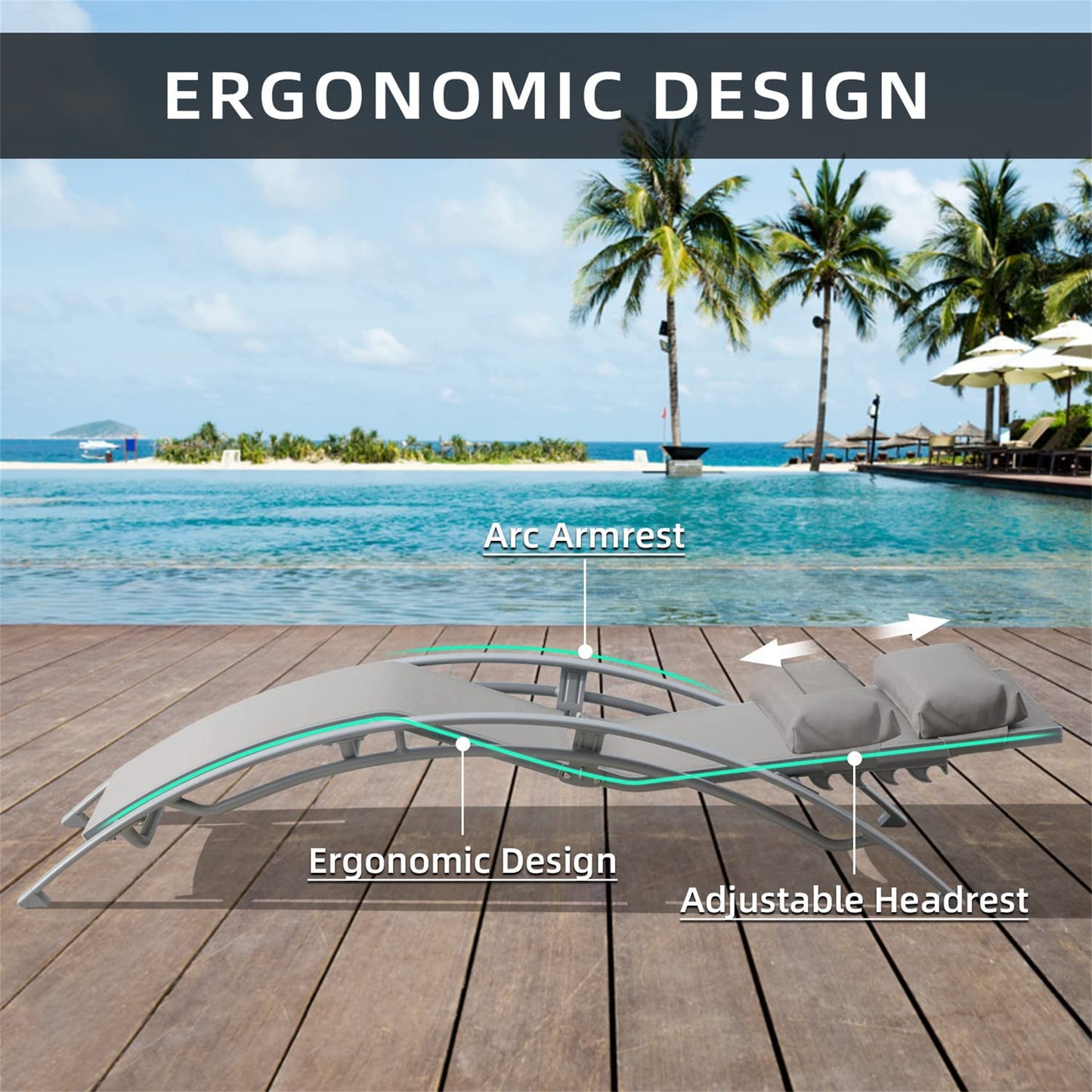 Jiron Modern Aluminum Outdoor Lounger