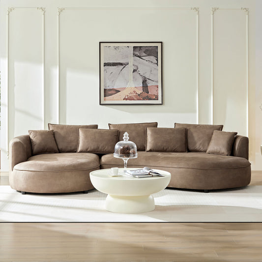 Elmcrest Modern Leather Curved Sofa