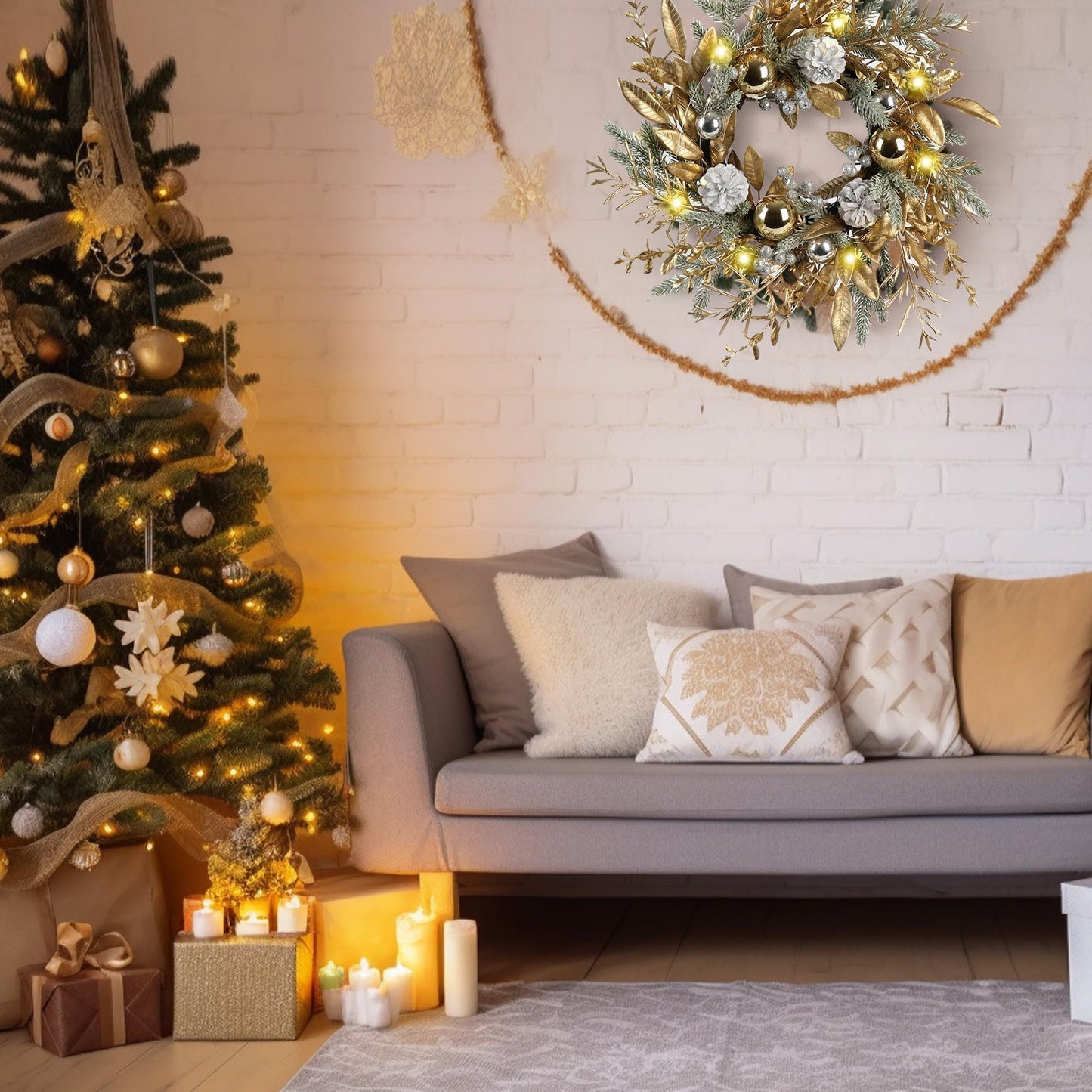 Fitch Contemporary Lights Christmas Wreath
