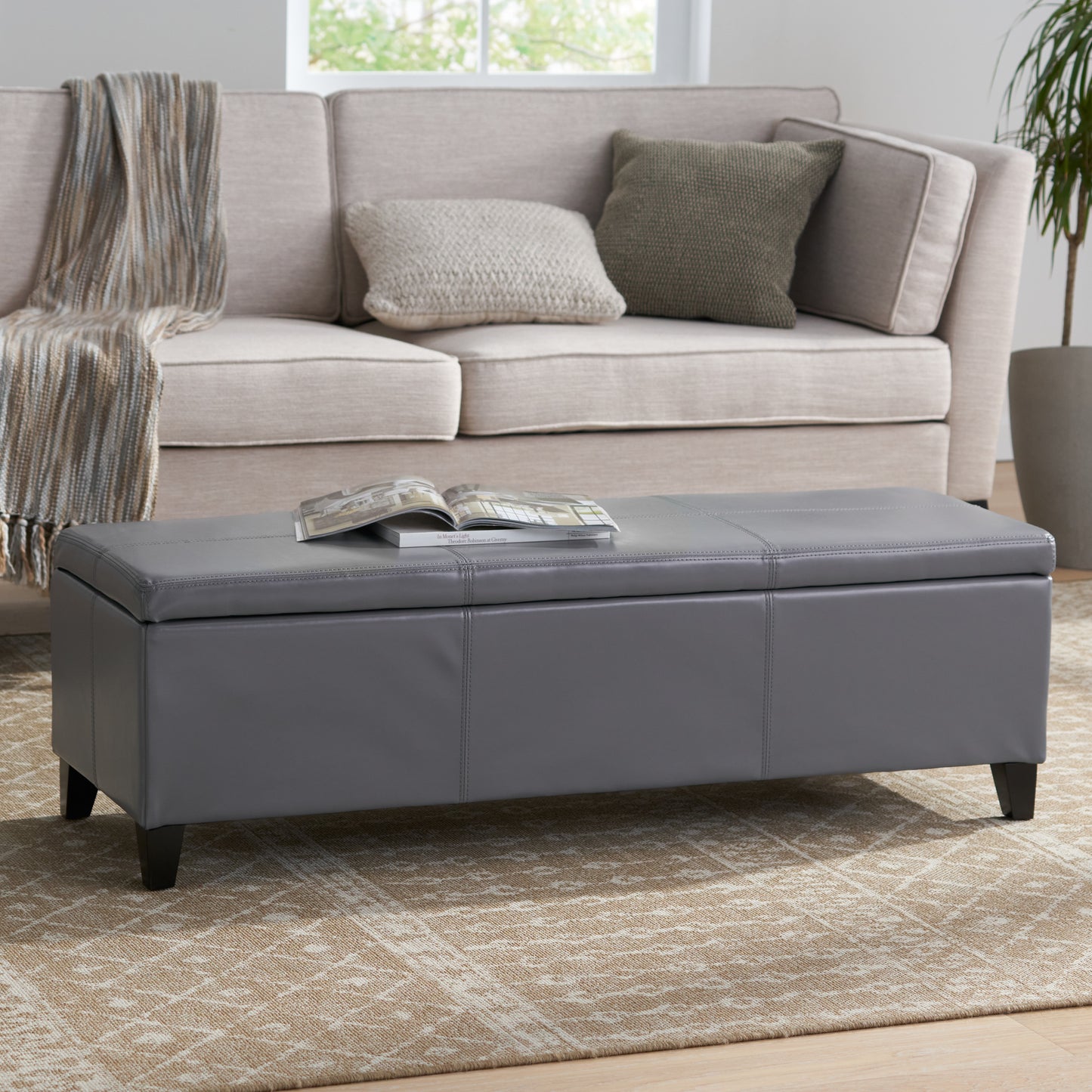 Calista Modern Velvet Storage Ottoman