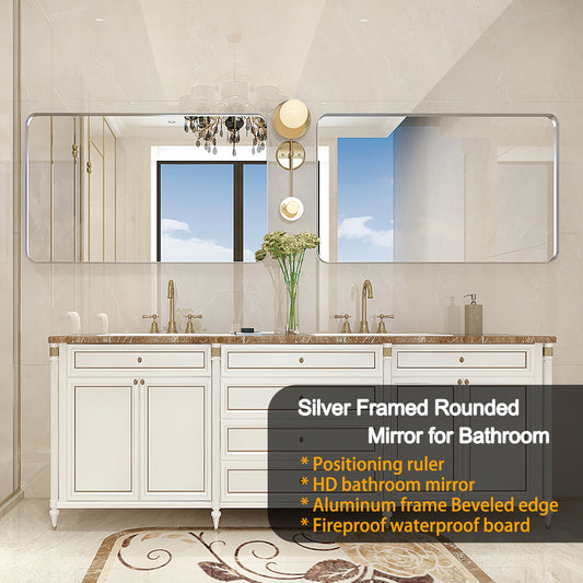 Somerset Modern Brushed Silver Bathroom Mirror