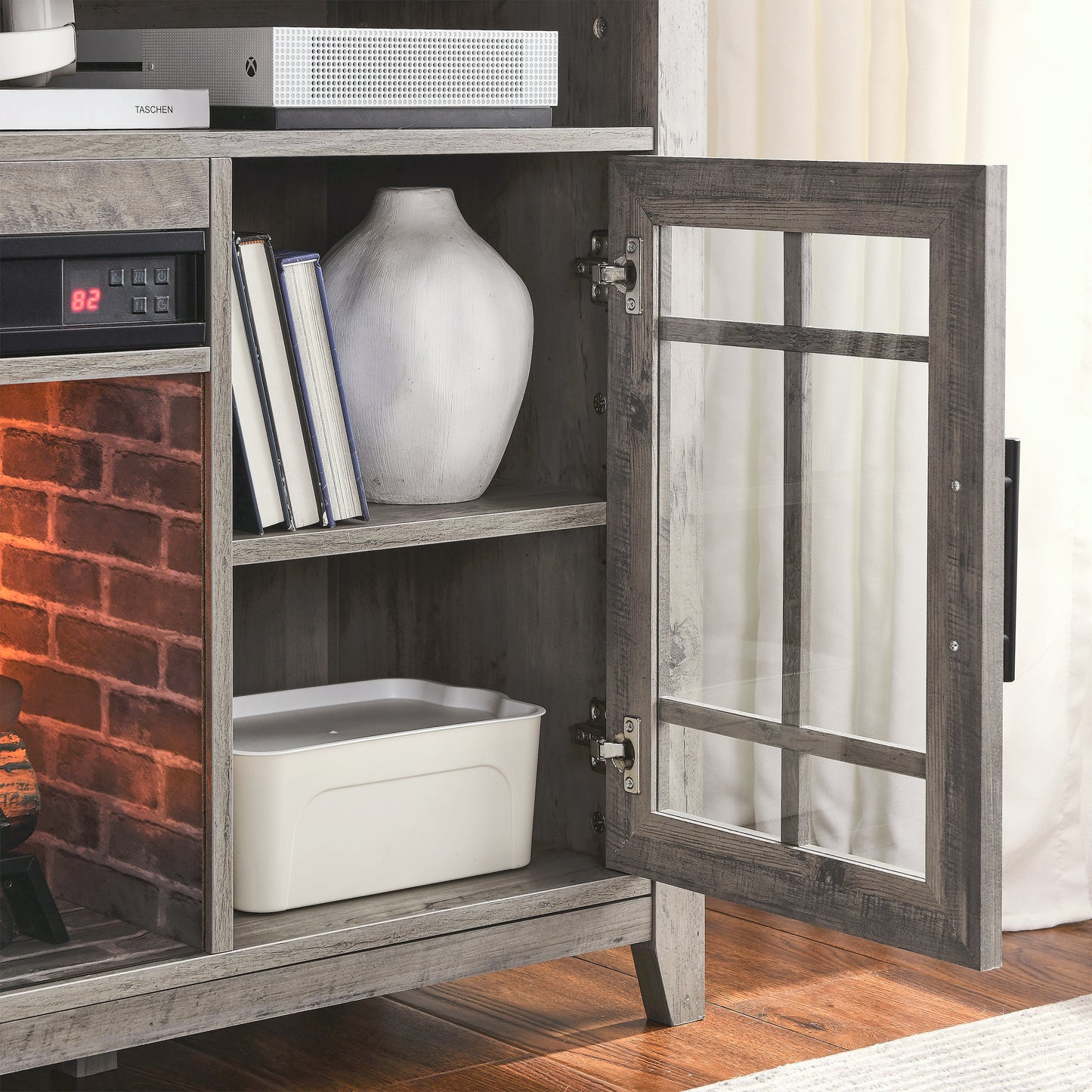 Elmcrest Modern Wash Fireplace Stand