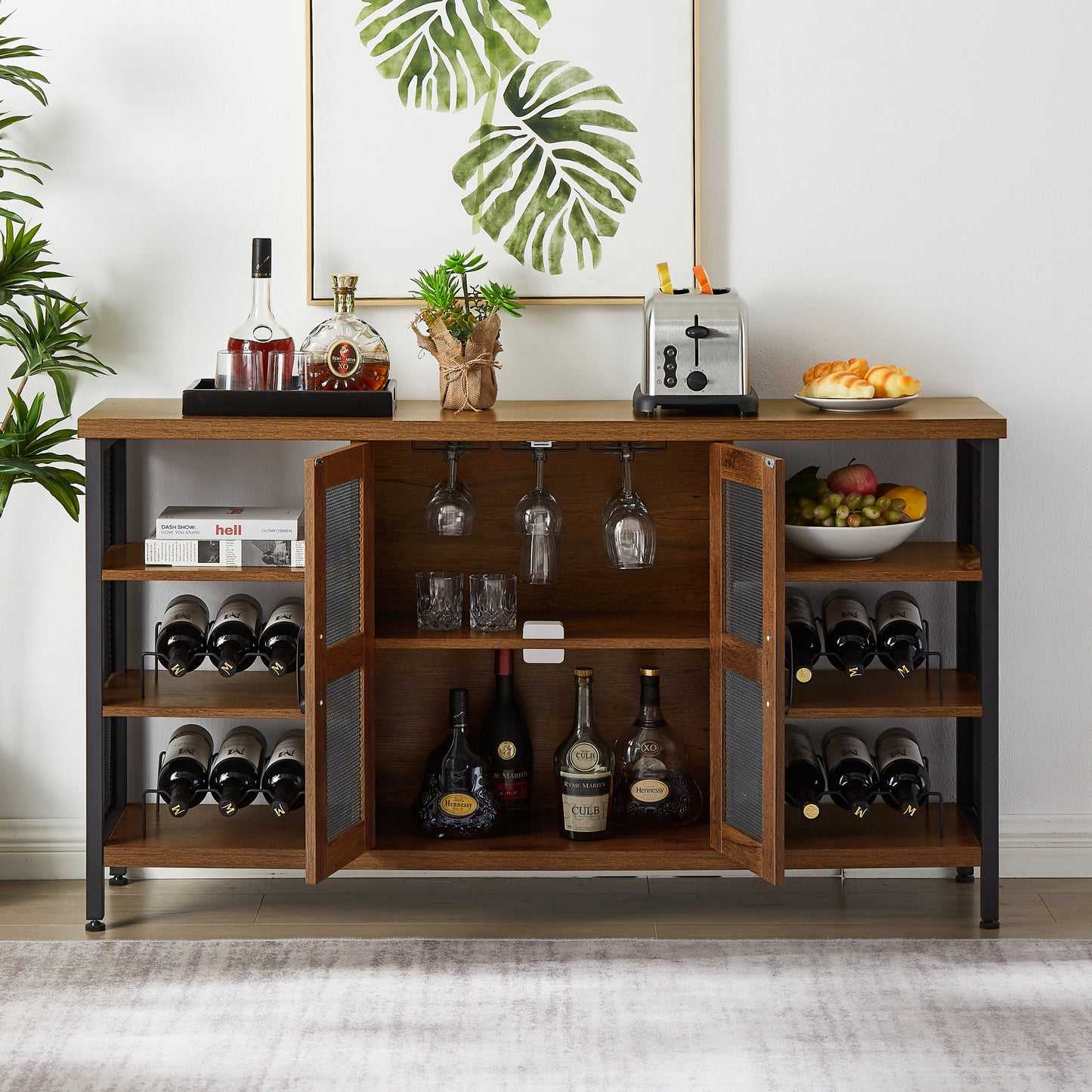 Calista Industrial Wine Bar Cabinet Sideboard