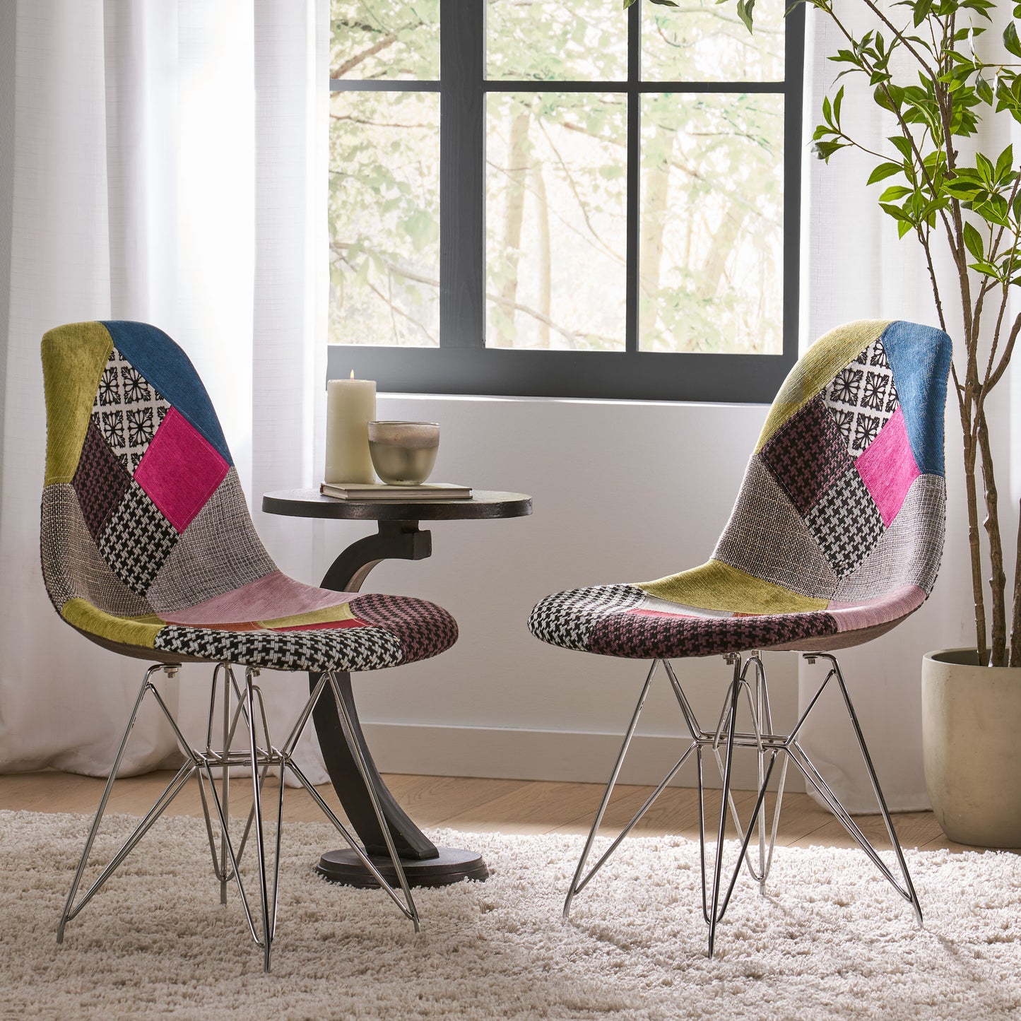 Emery Mid-Century  Bohemian Patchwork Accent Chair