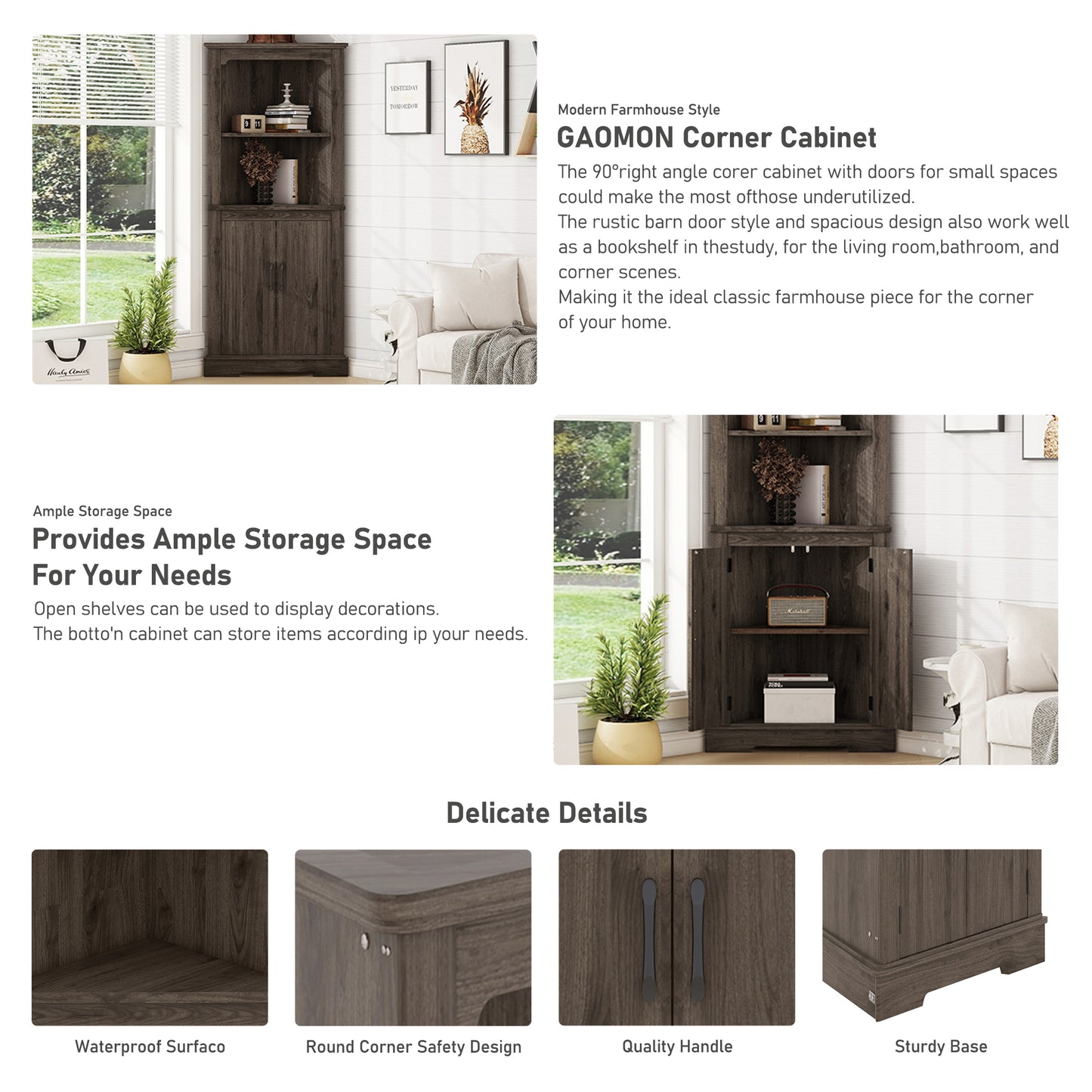 Warmsprings Craftsman Dark Walnut Corner Cabinet