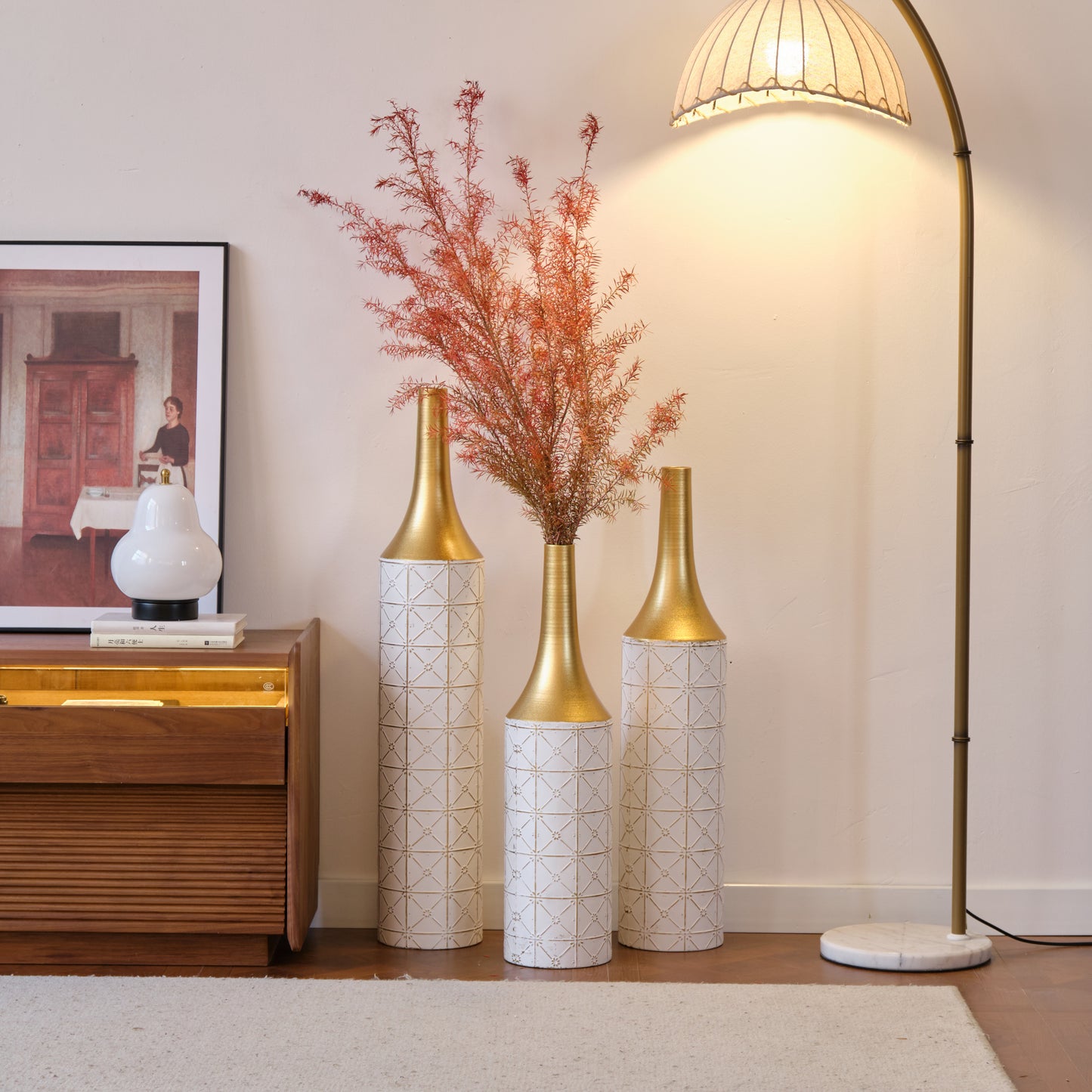 Irvington Modern Floor Metal Vases Set