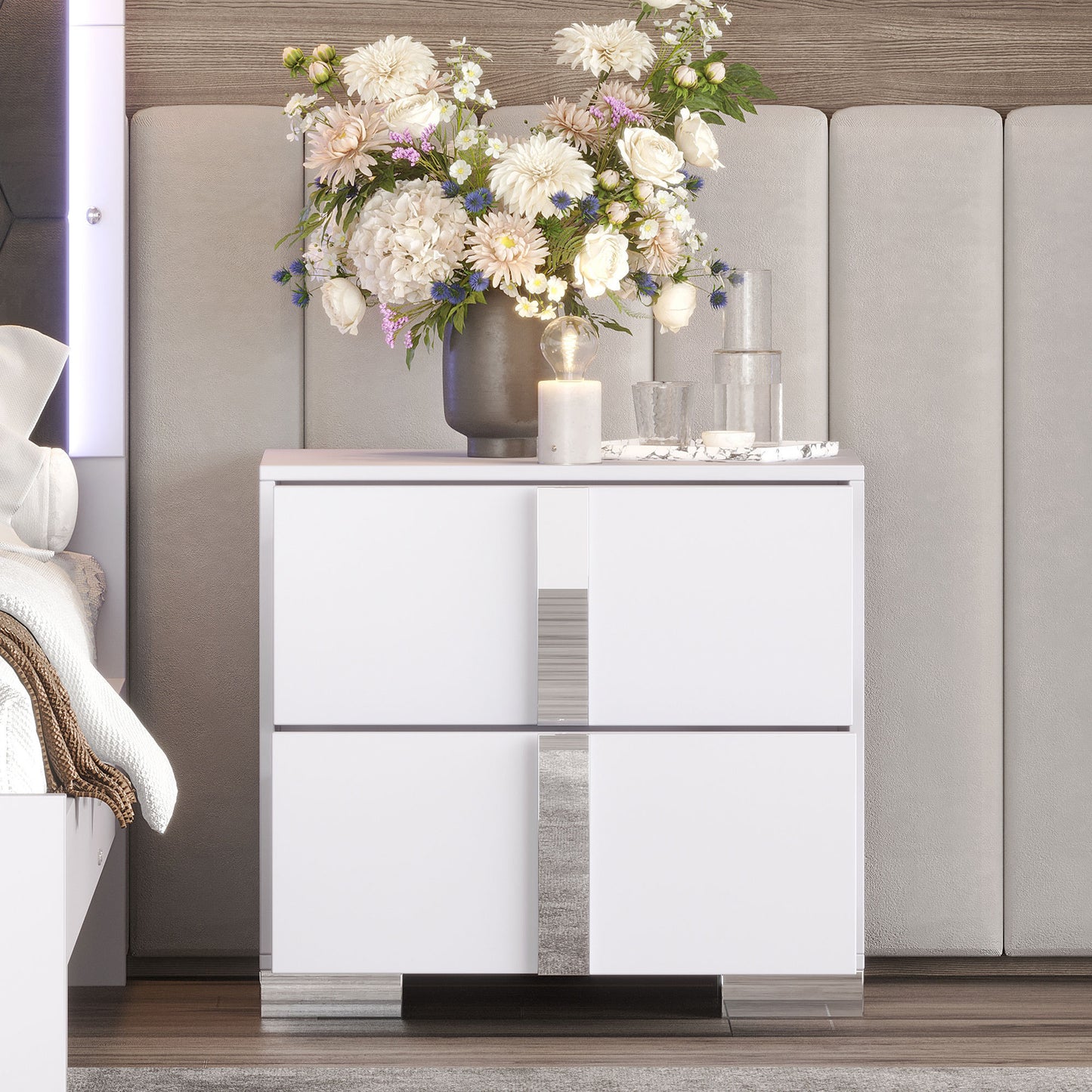 Mission Contemporary Mirrored Elegant Nightstand