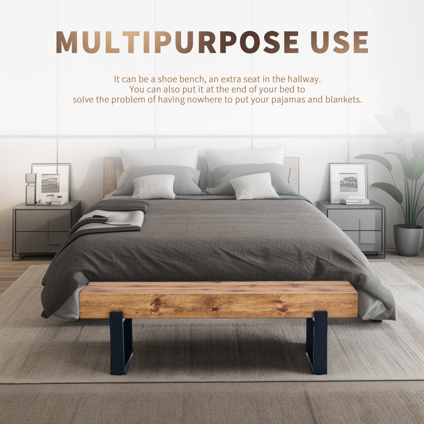 Marcel Industrial Farmhouse Indoor Bench