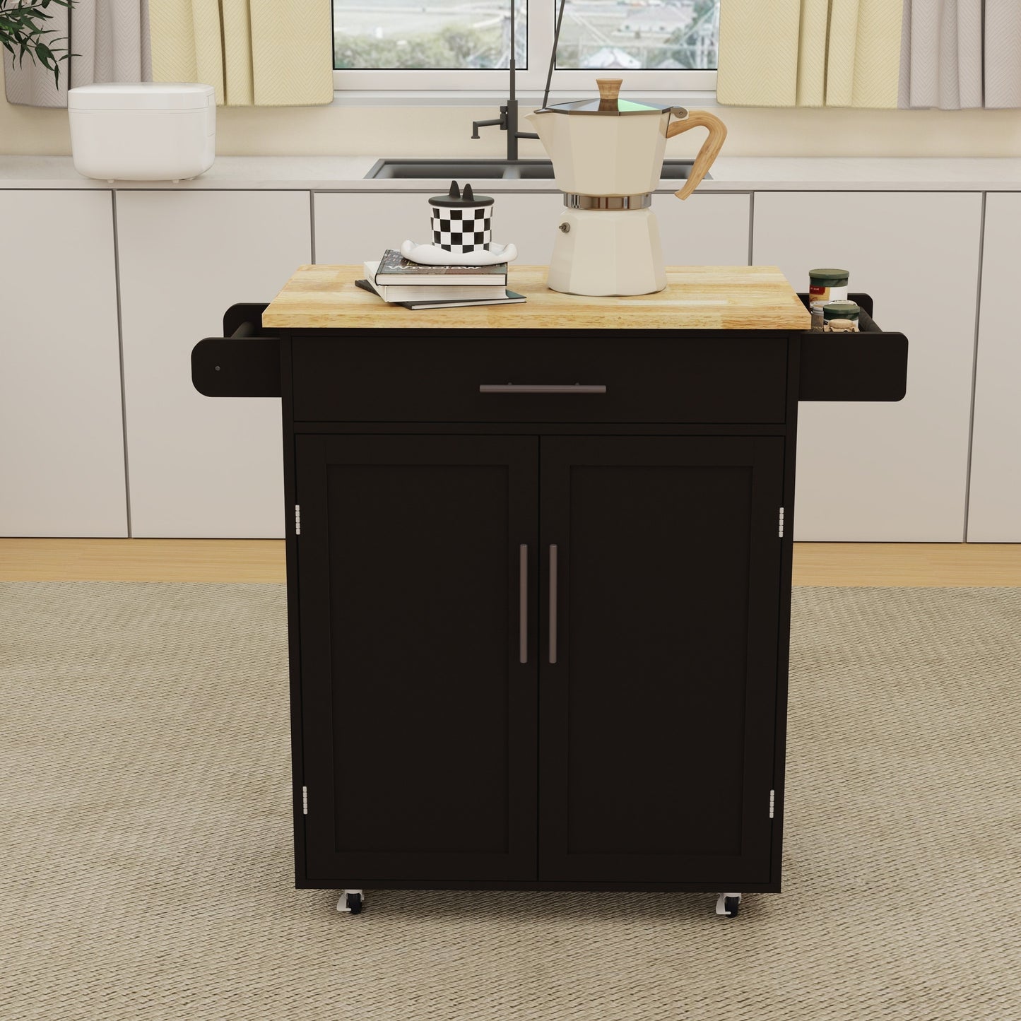 Somerset Traditional Kitchen Island Rolling Trolley Cart