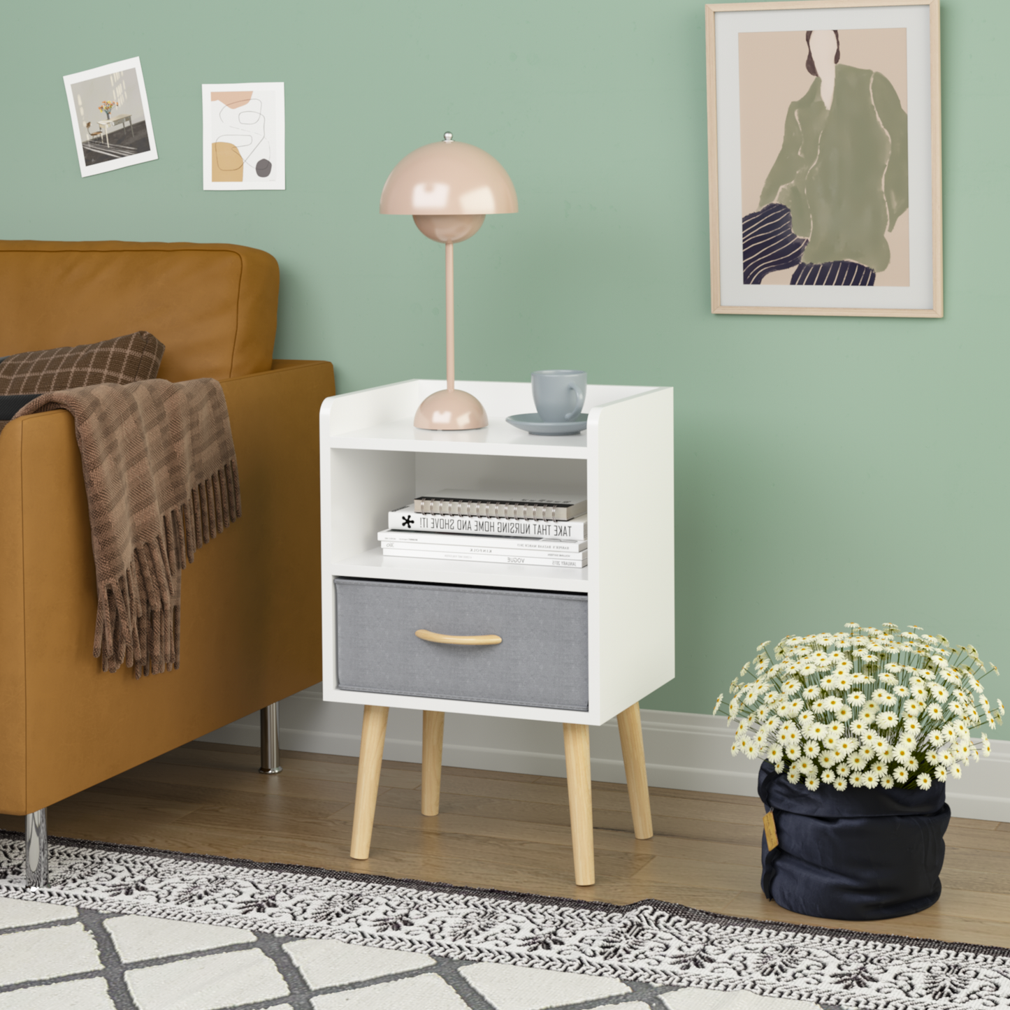 Jiron Contemporary Fabric Drawer Nightstand