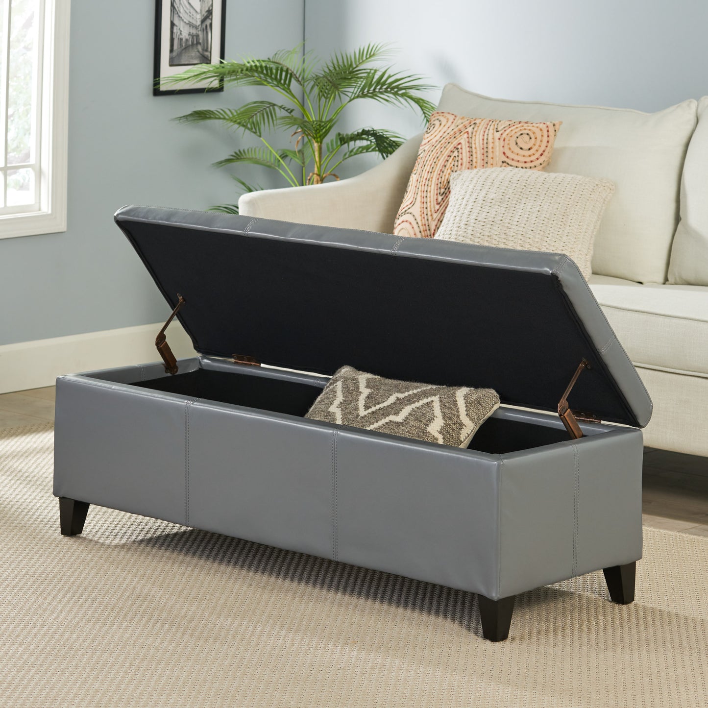 Calista Modern Velvet Storage Ottoman