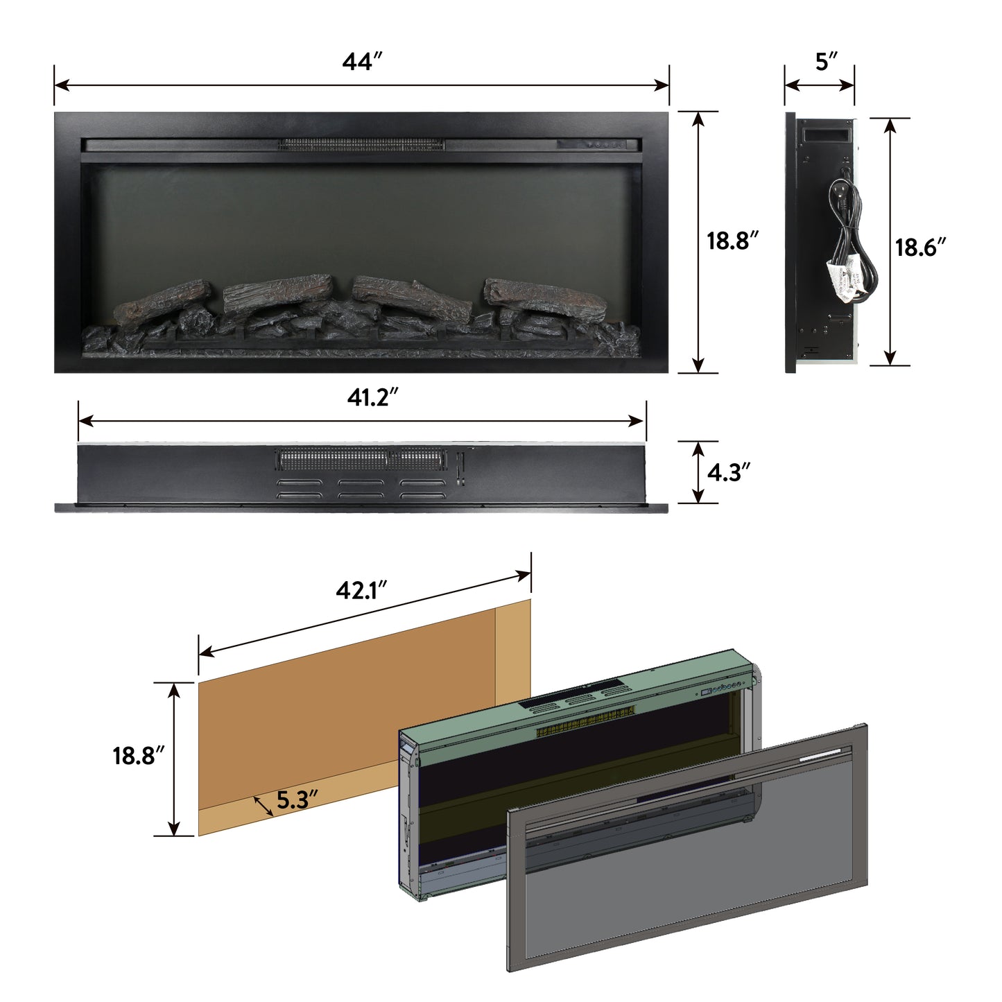 Marcel Contemporary Electric Wall Fireplace