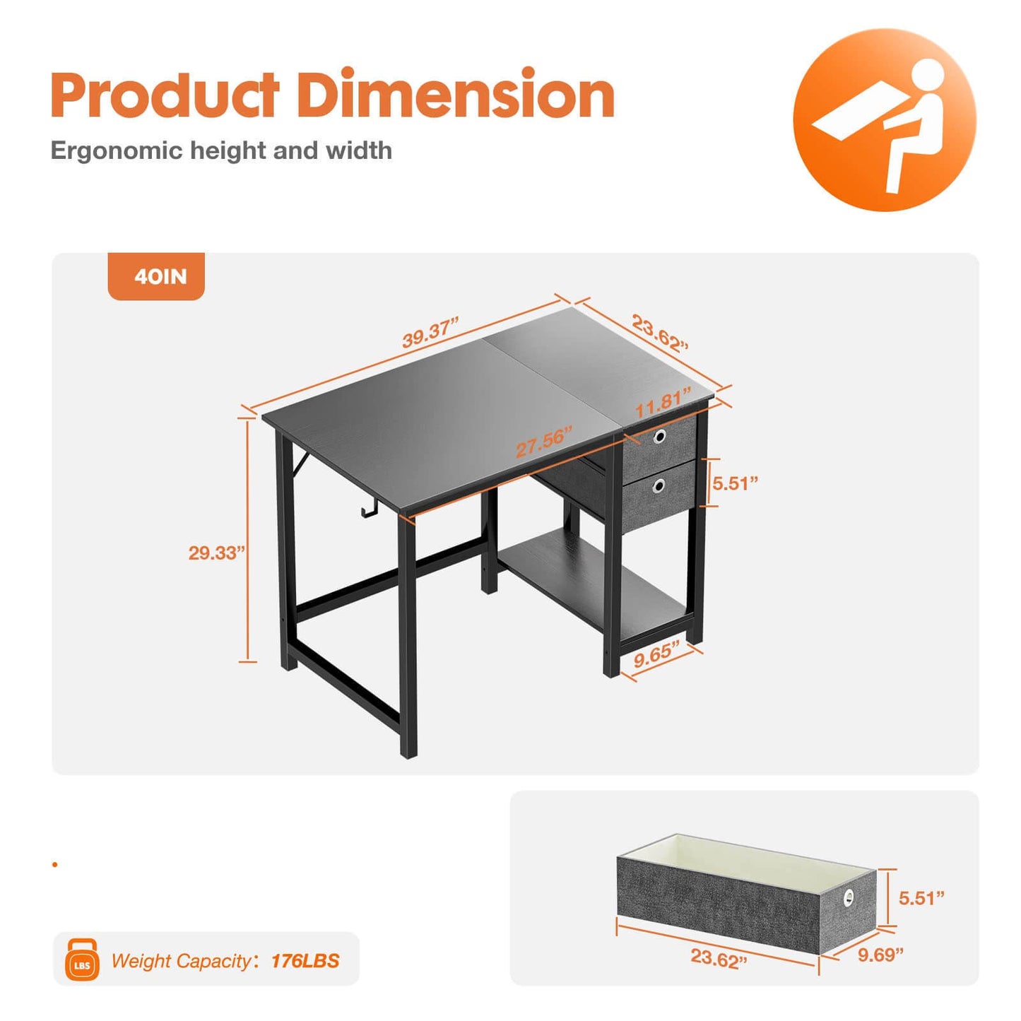 Westport Modern Simple Office Desk  Drawers