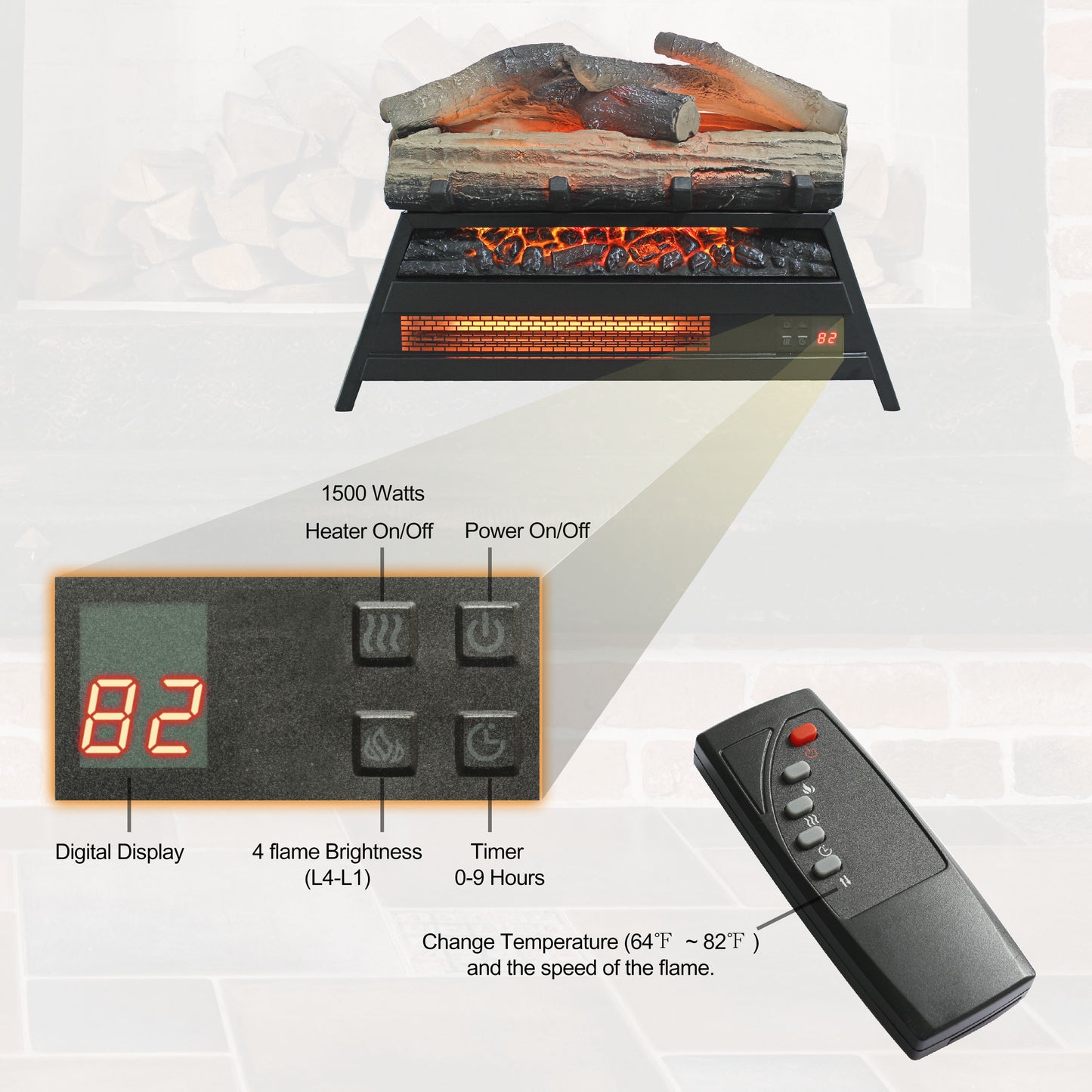 Justo Modern Electric Fireplace Insert