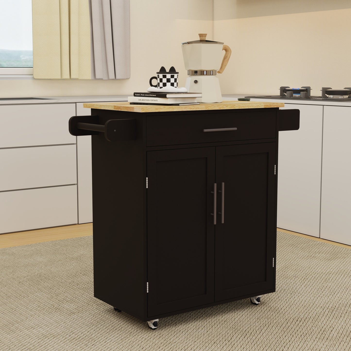 Somerset Traditional Kitchen Island Rolling Trolley Cart