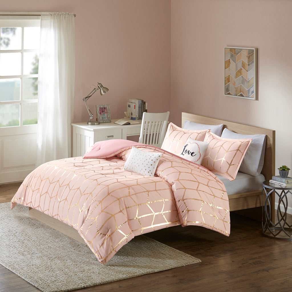 Healdsburg Contemporary  Metallic Printed Comforter Set
