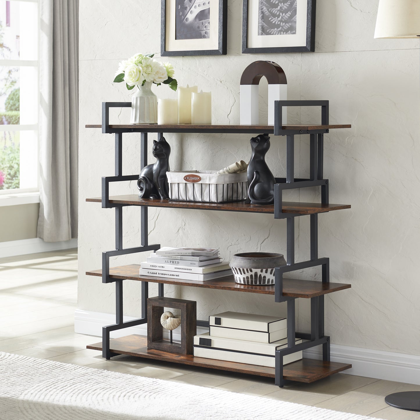 Marcel Modern Rustic Bookshelf Freestanding