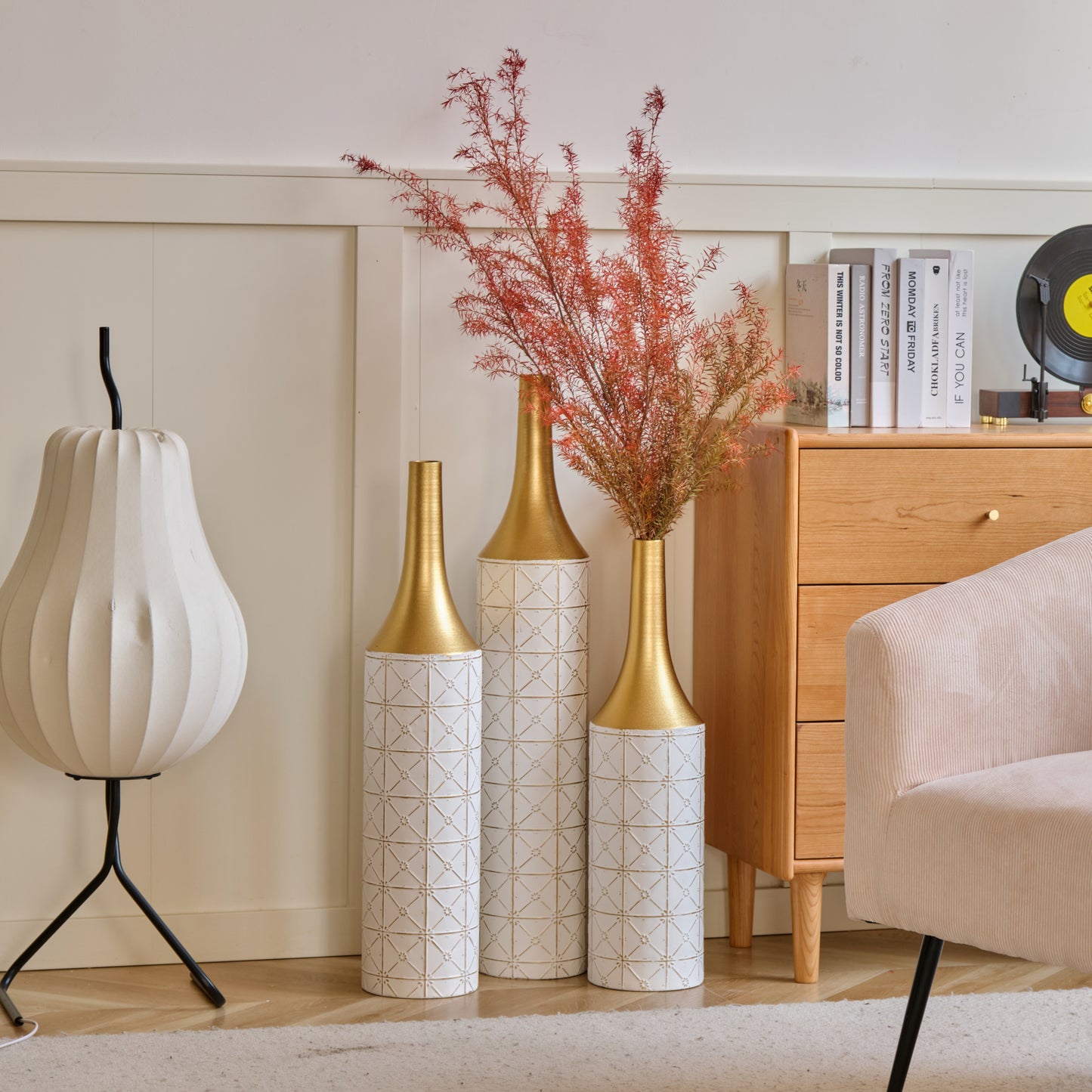 Irvington Modern Floor Metal Vases Set