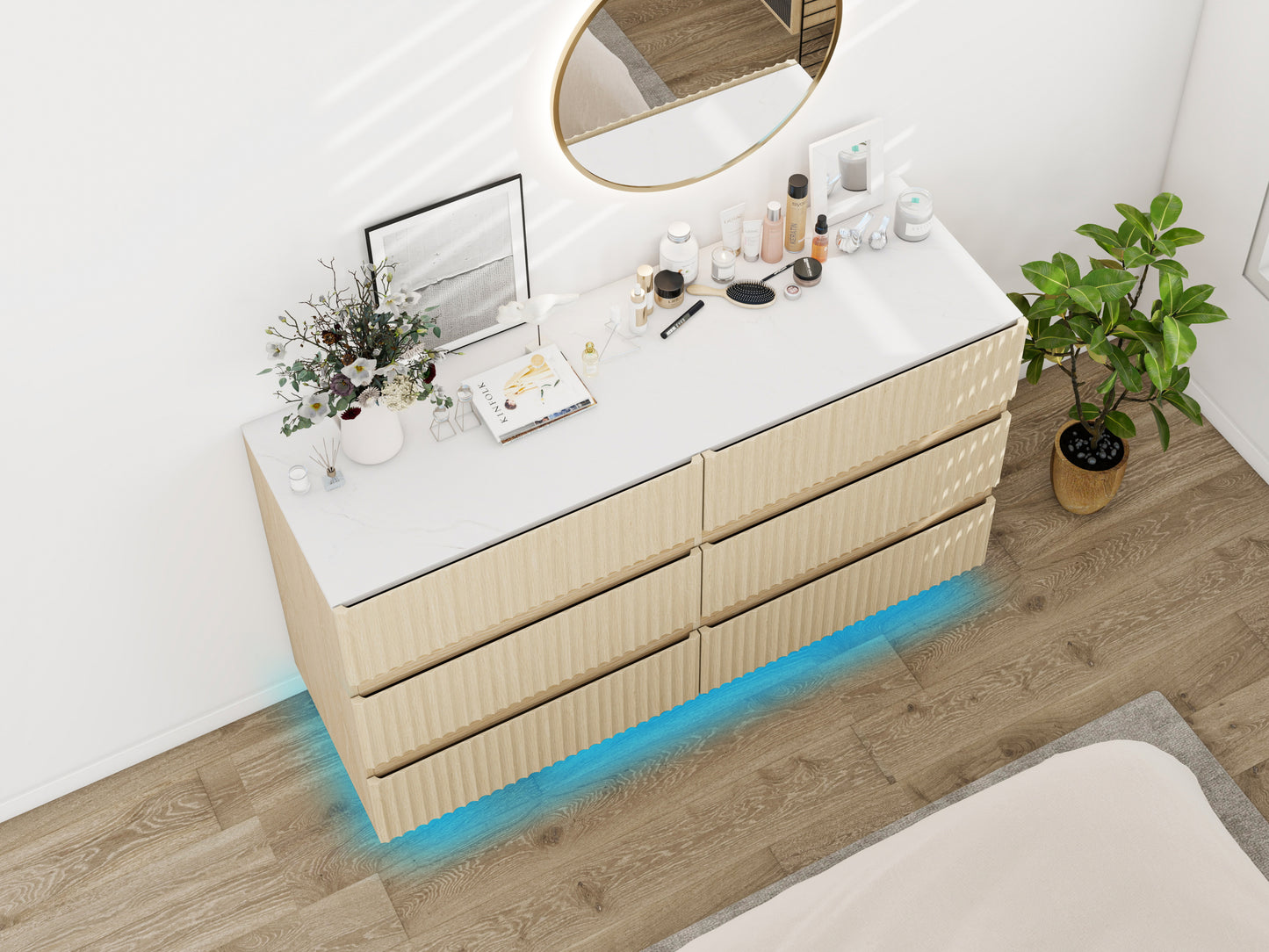 Eda Modern Velvet Chest of Drawers