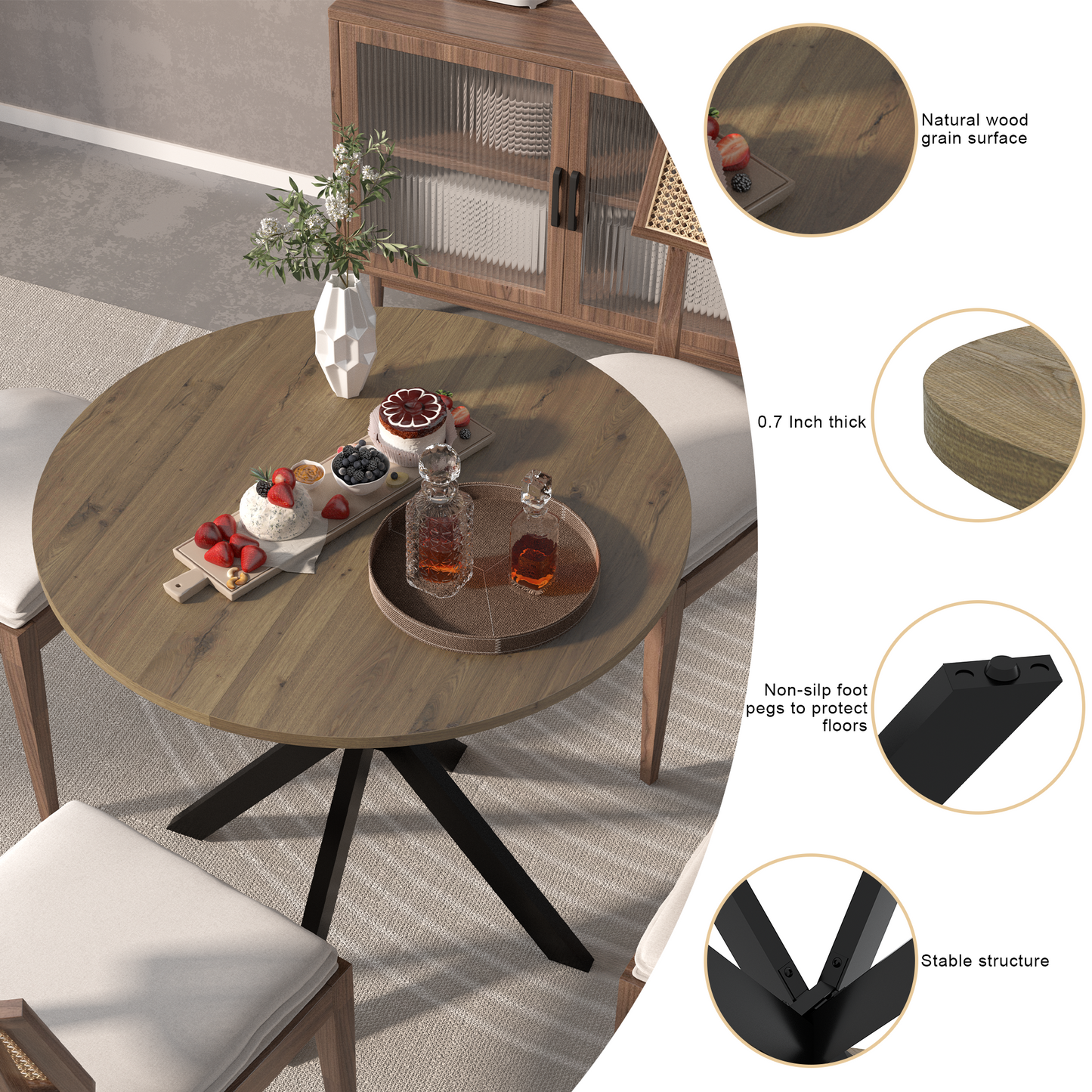 Sonoma Mid-Century Velvet Circle Dining Table