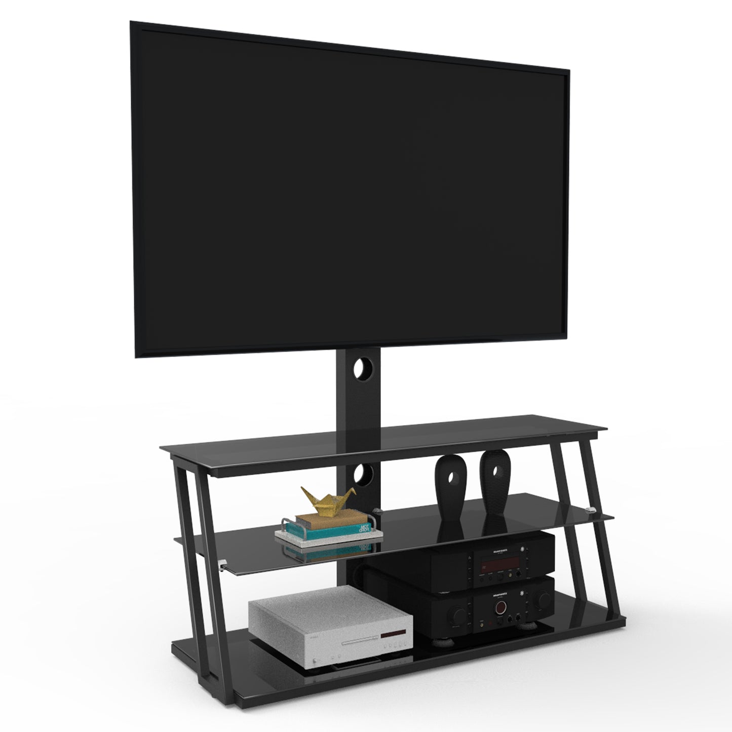 Oakridge Modern Multi-Function Adjustable Glass TV Stand