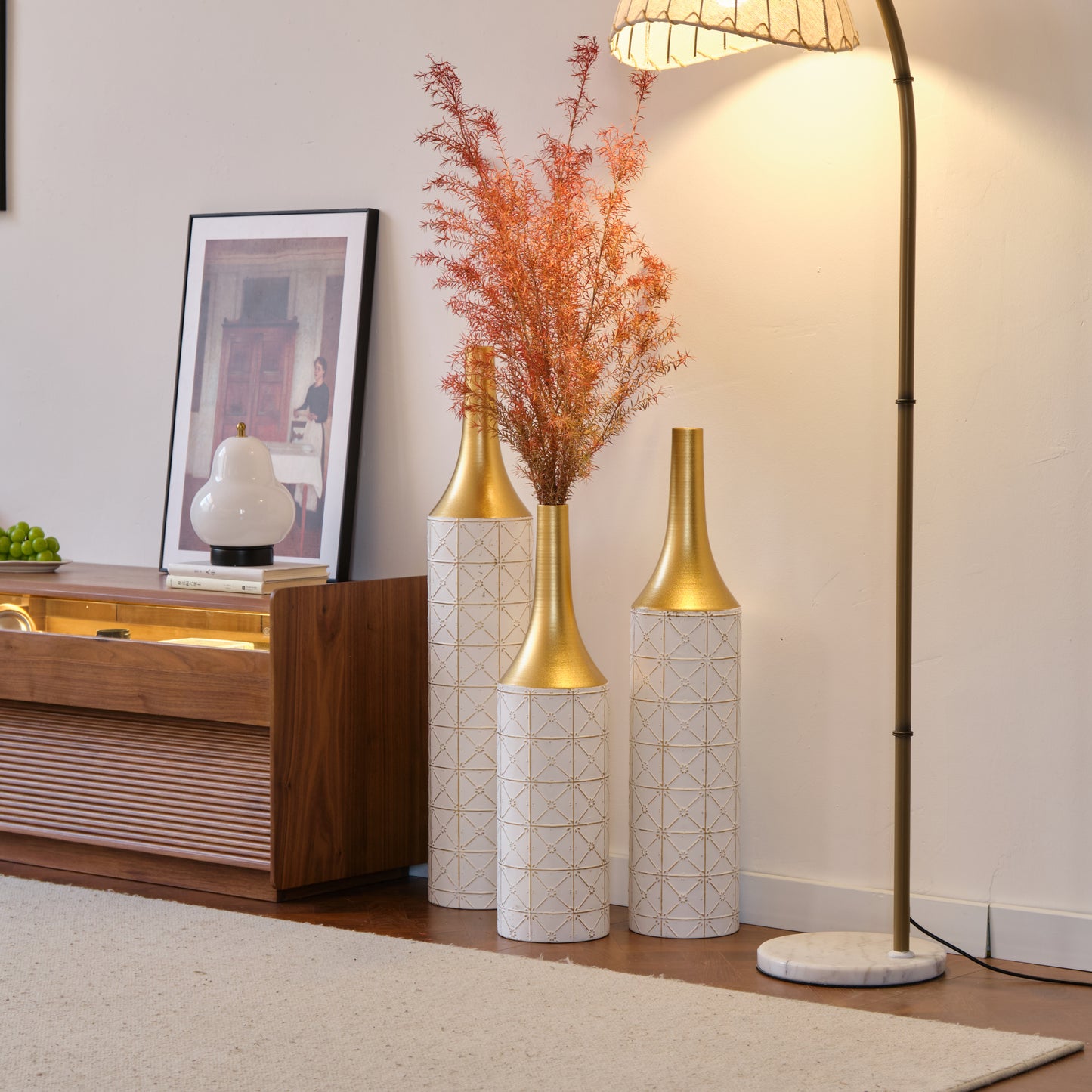 Irvington Modern Floor Metal Vases Set