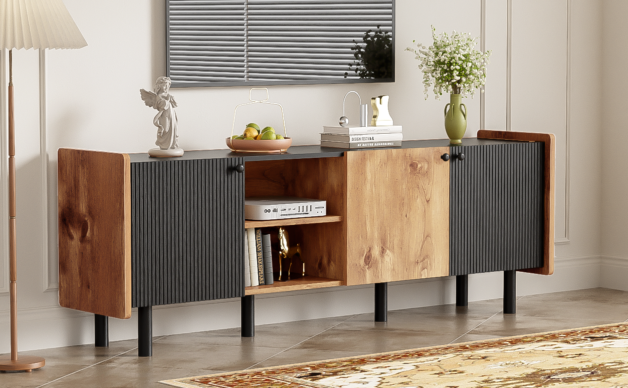 Mission Mid-Century TV Stand Console Table Entertainment