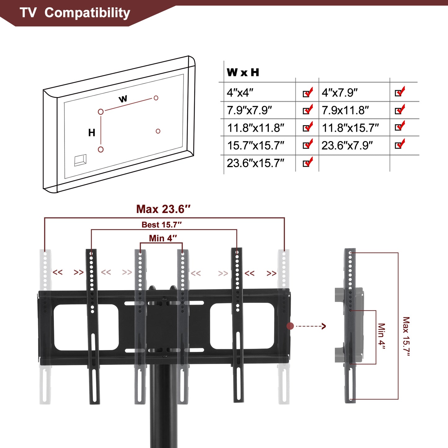 Jiron Modern Adjustable TV Stand Bracket