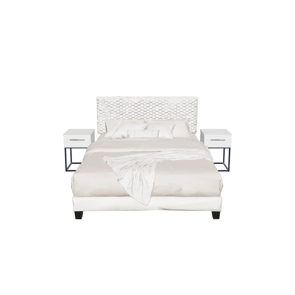 Niles Modern Plush Upholstered Bedroom Sets 3D model