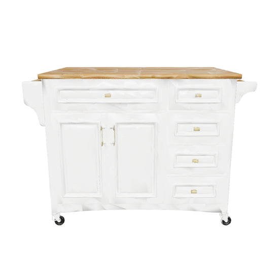 Elmcrest Modern 52'' Kitchen Island with Drop Leaf and Storage 3D model