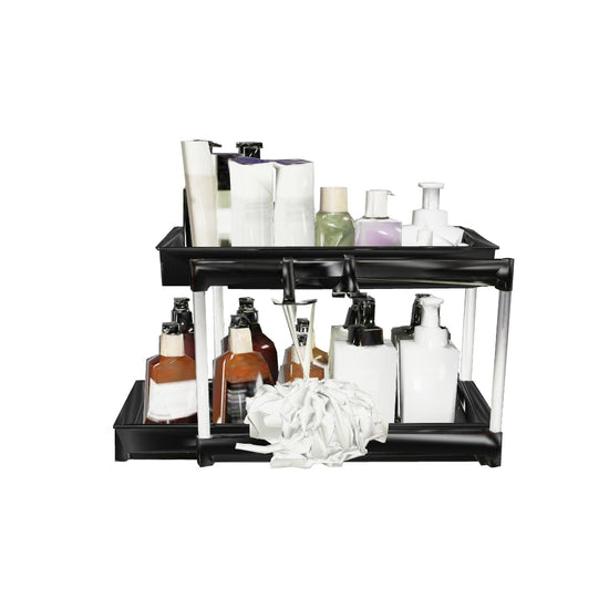 Calista Modern Pull-Out Drawer Storage Organizer with Hooks 3D model